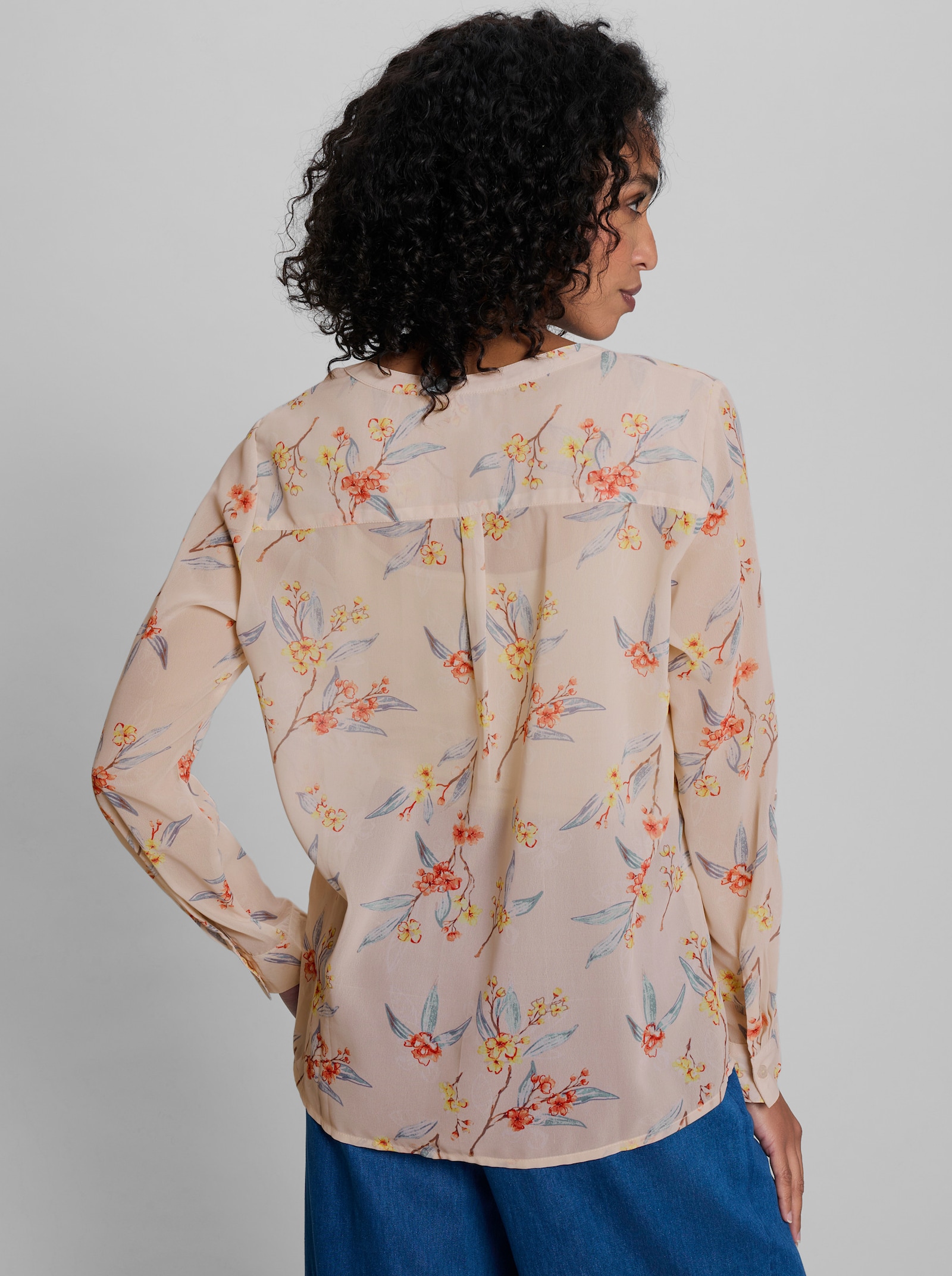 heine Georgettebluse mit Ärmelriegel - elfenbein-mint-bedruckt