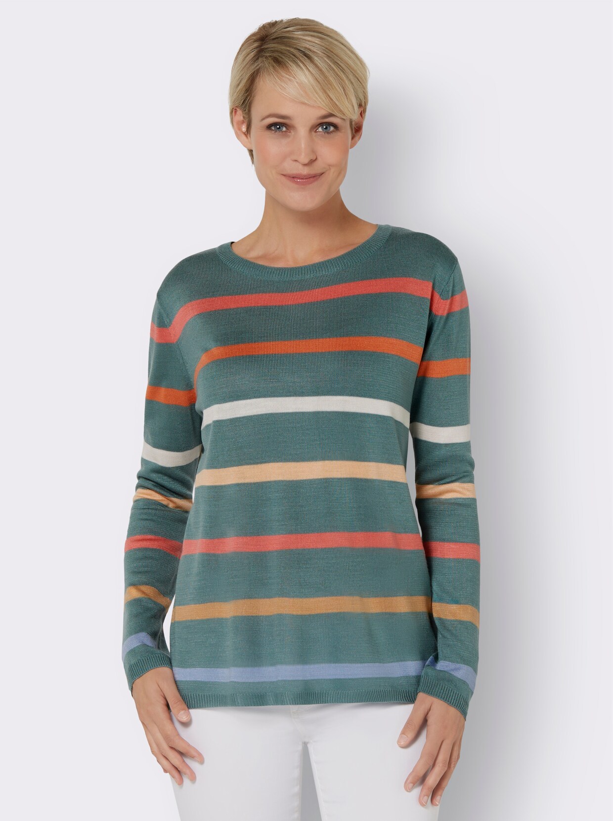 Pullover met lange mouwen - jade gestreept