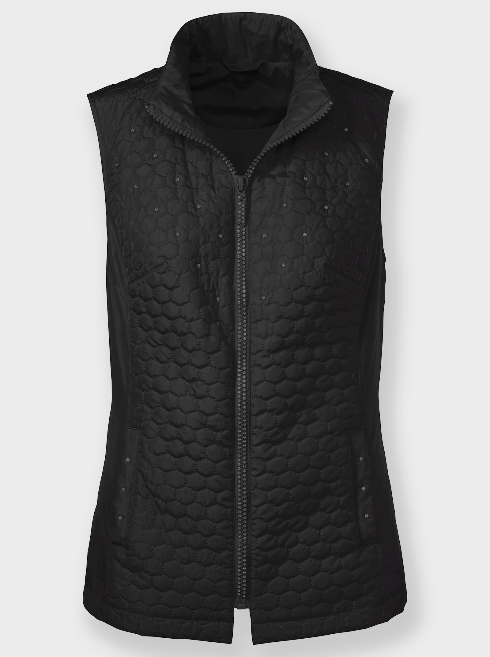 Steppweste mit Glitzersteinchen - schwarz
