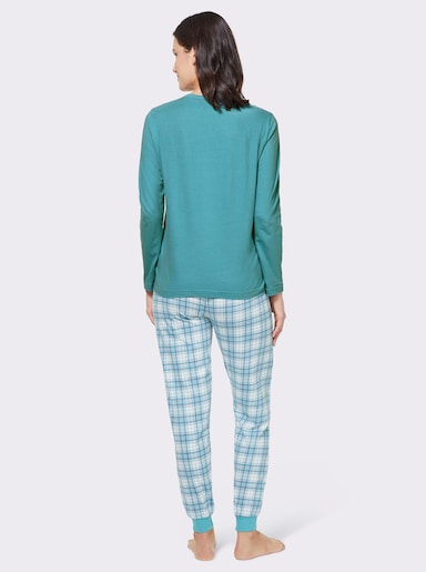 wäschepur Schlafanzug mit langer Knopfleiste - ozean-kariert