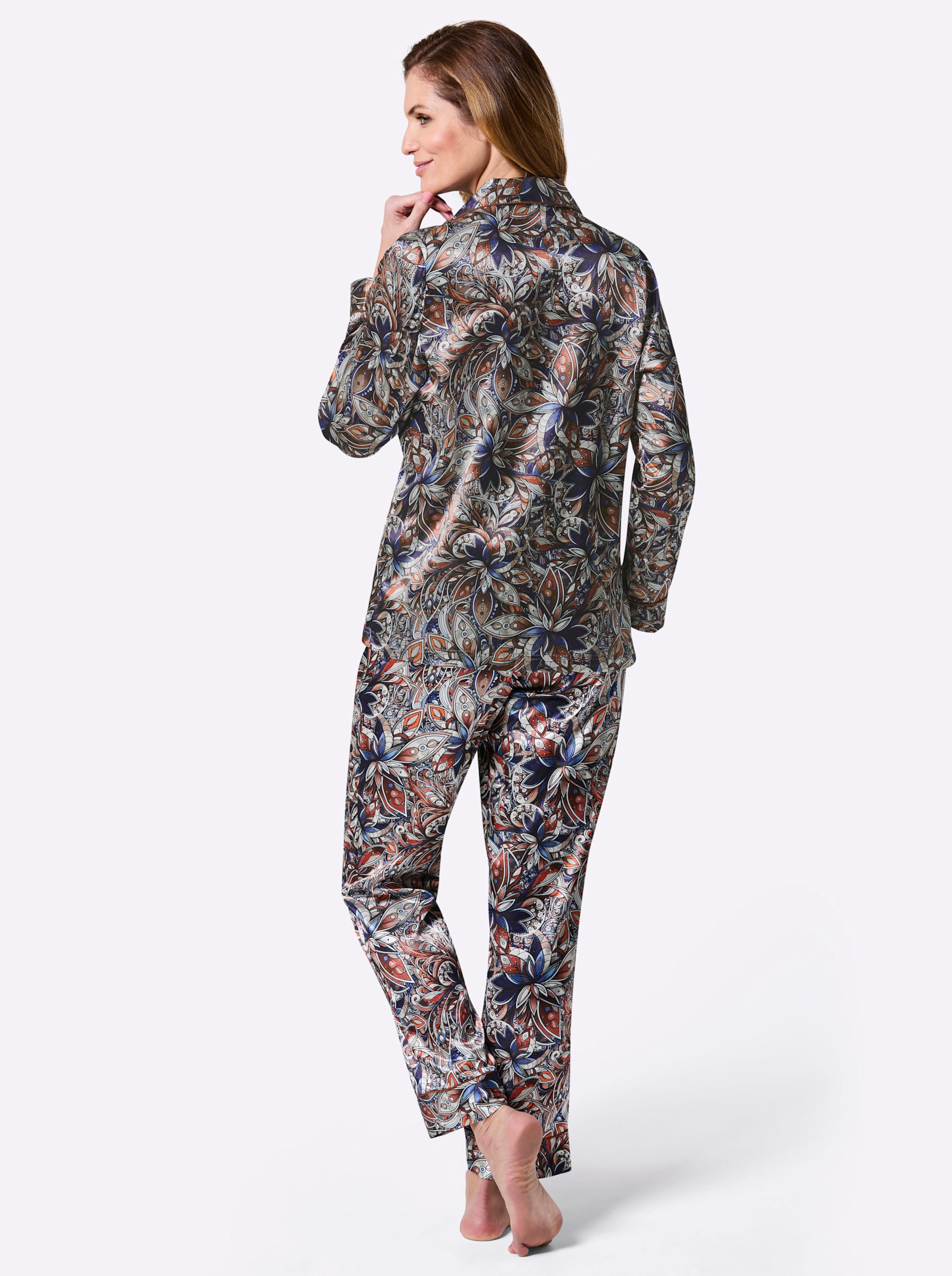 Pyjama marine-cognac-bedrukt, foto 3