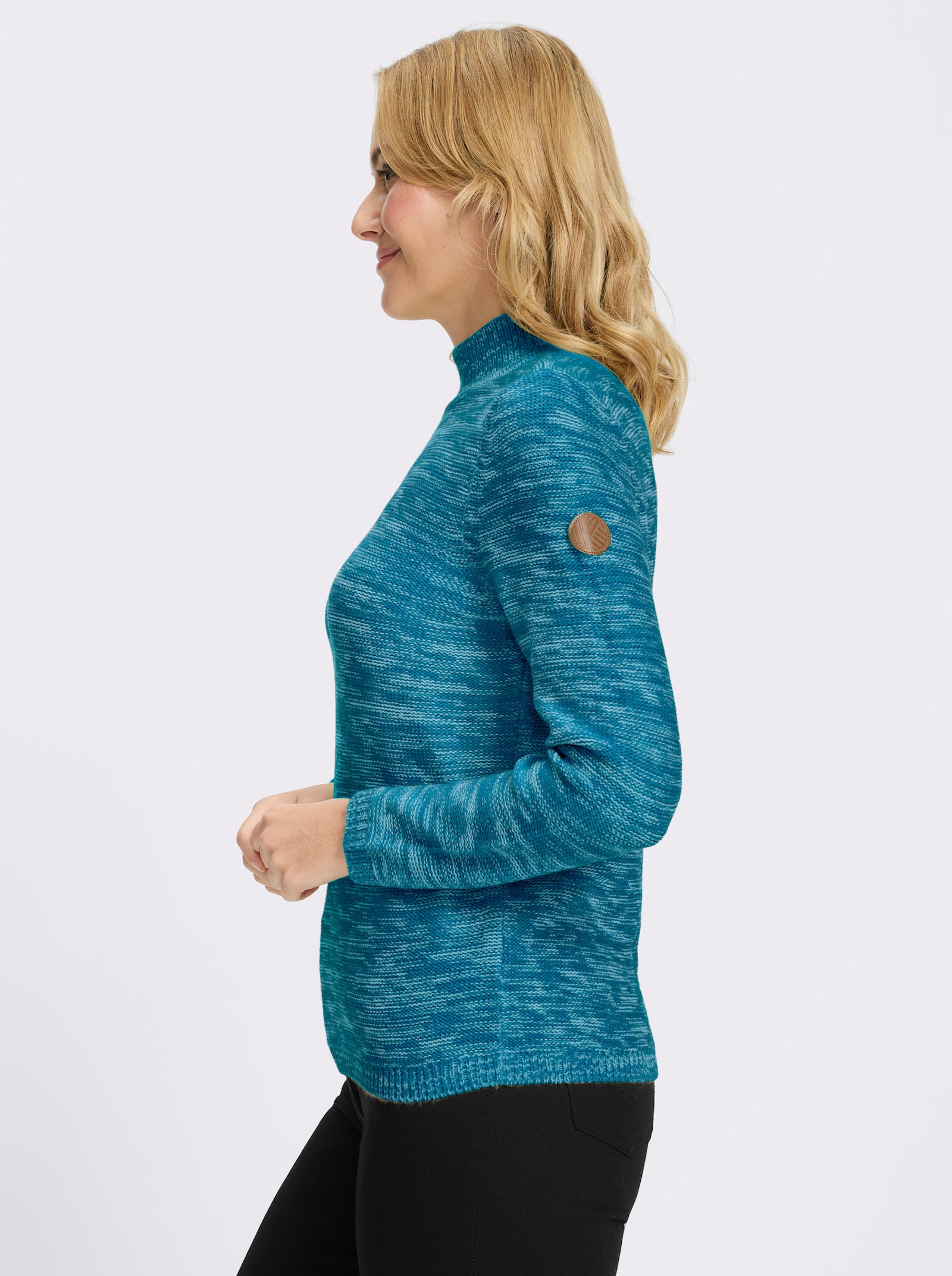 Stehkragenpullover aus Melange-Strick - topas-meliert