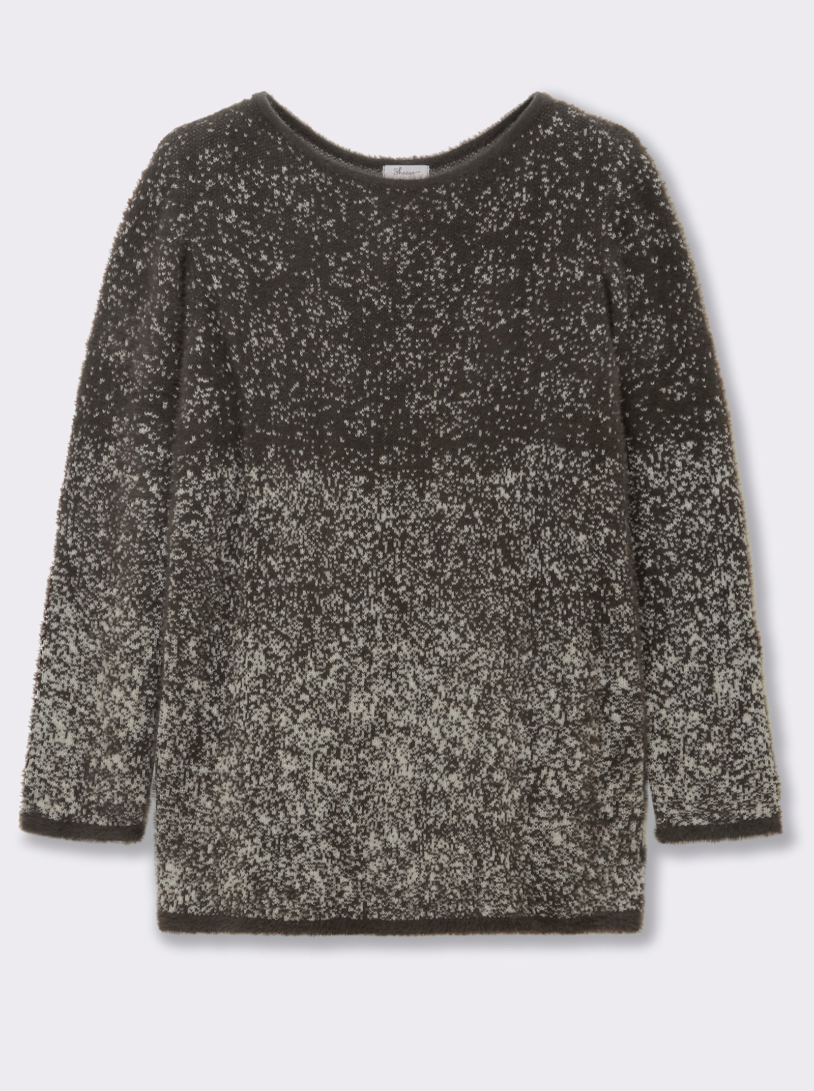 sheego Pull en fil tout doux, avec dégradé de couleurs - graphite-écru à motifs