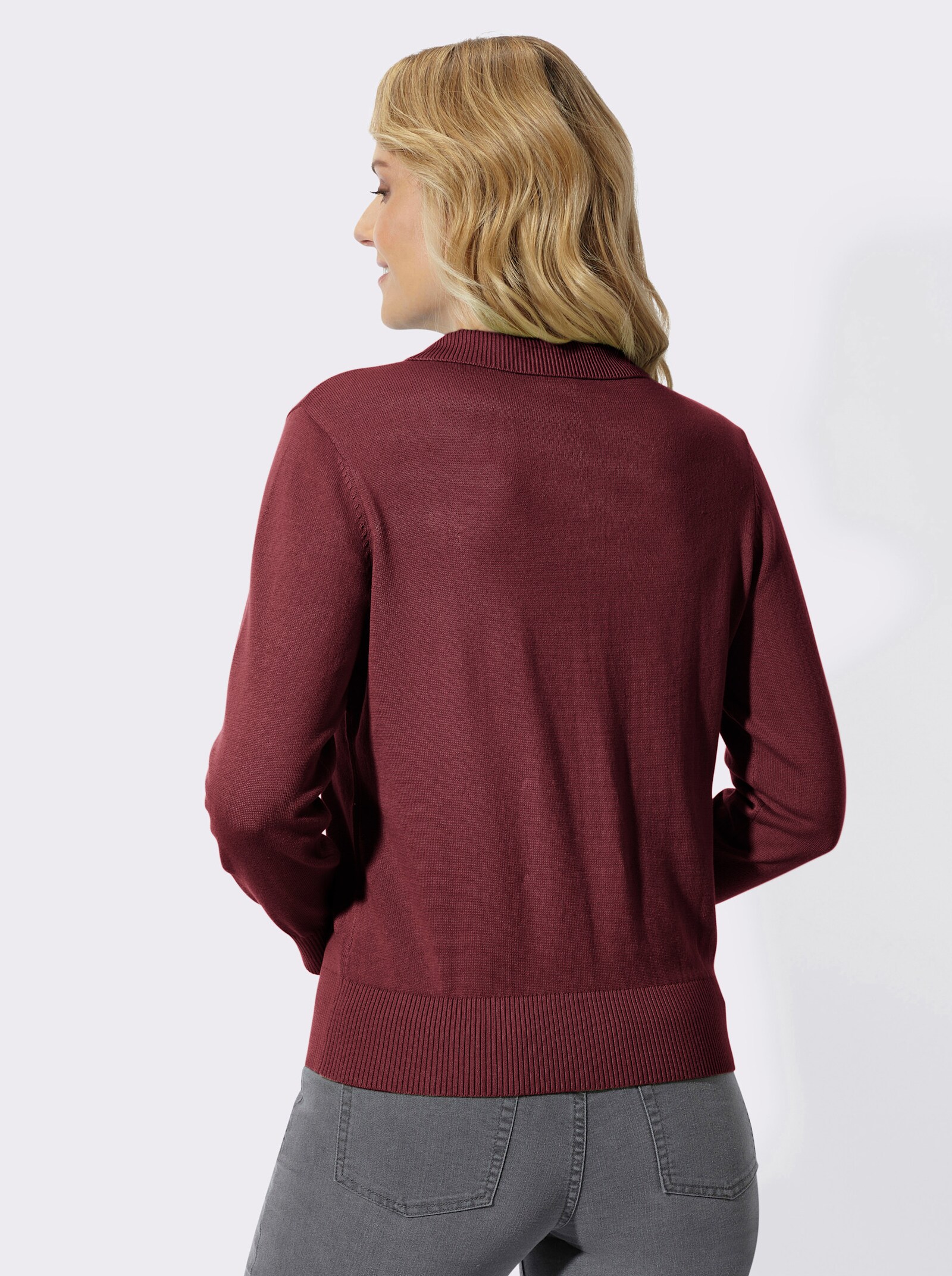 Polopullover mit kurzer Knopfleiste - bordeaux