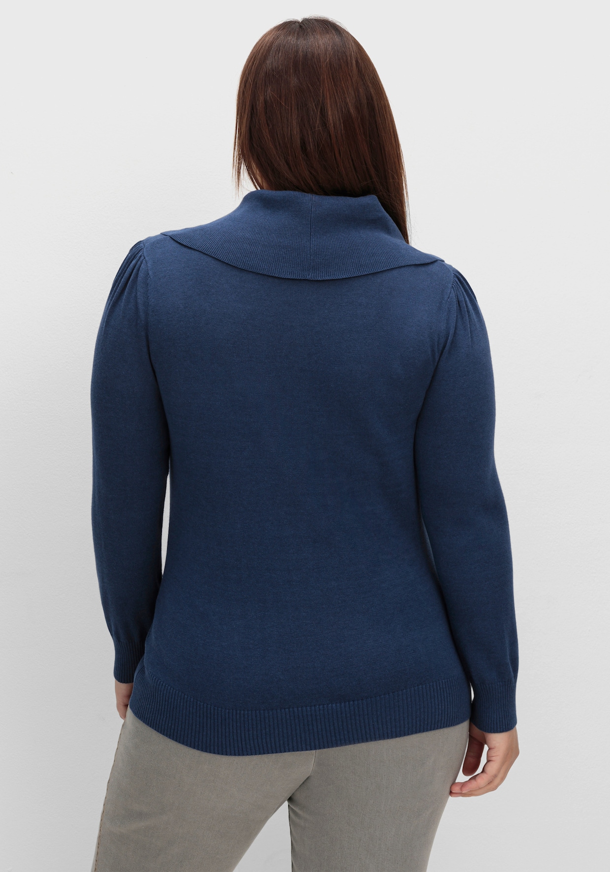 Wasserfallpullover im Baumwoll-Viskose-Mix - marine