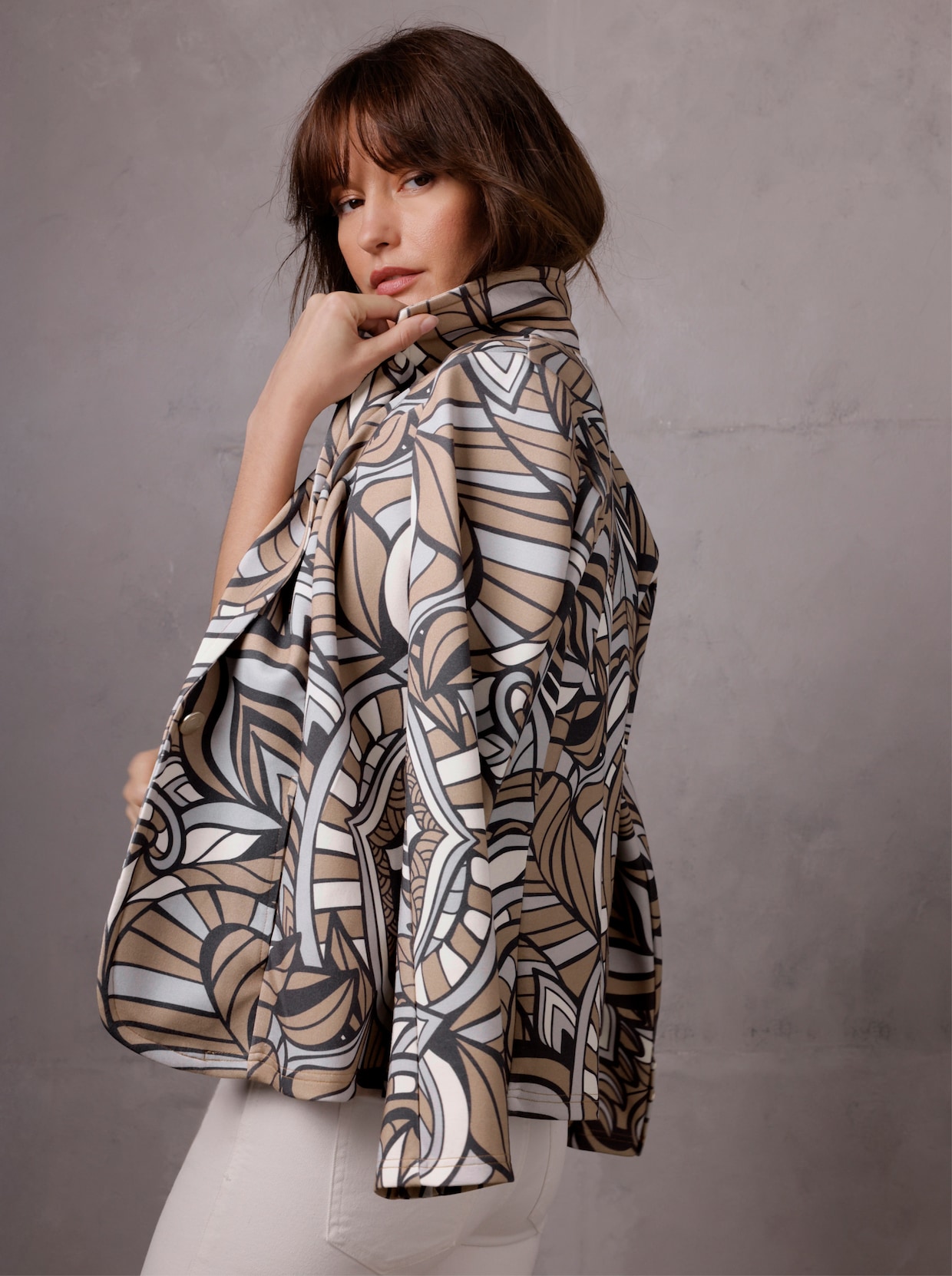 CREATION L PREMIUM Jerseyblazer mit Allover-Druck - beige-hellgrau-bedruckt