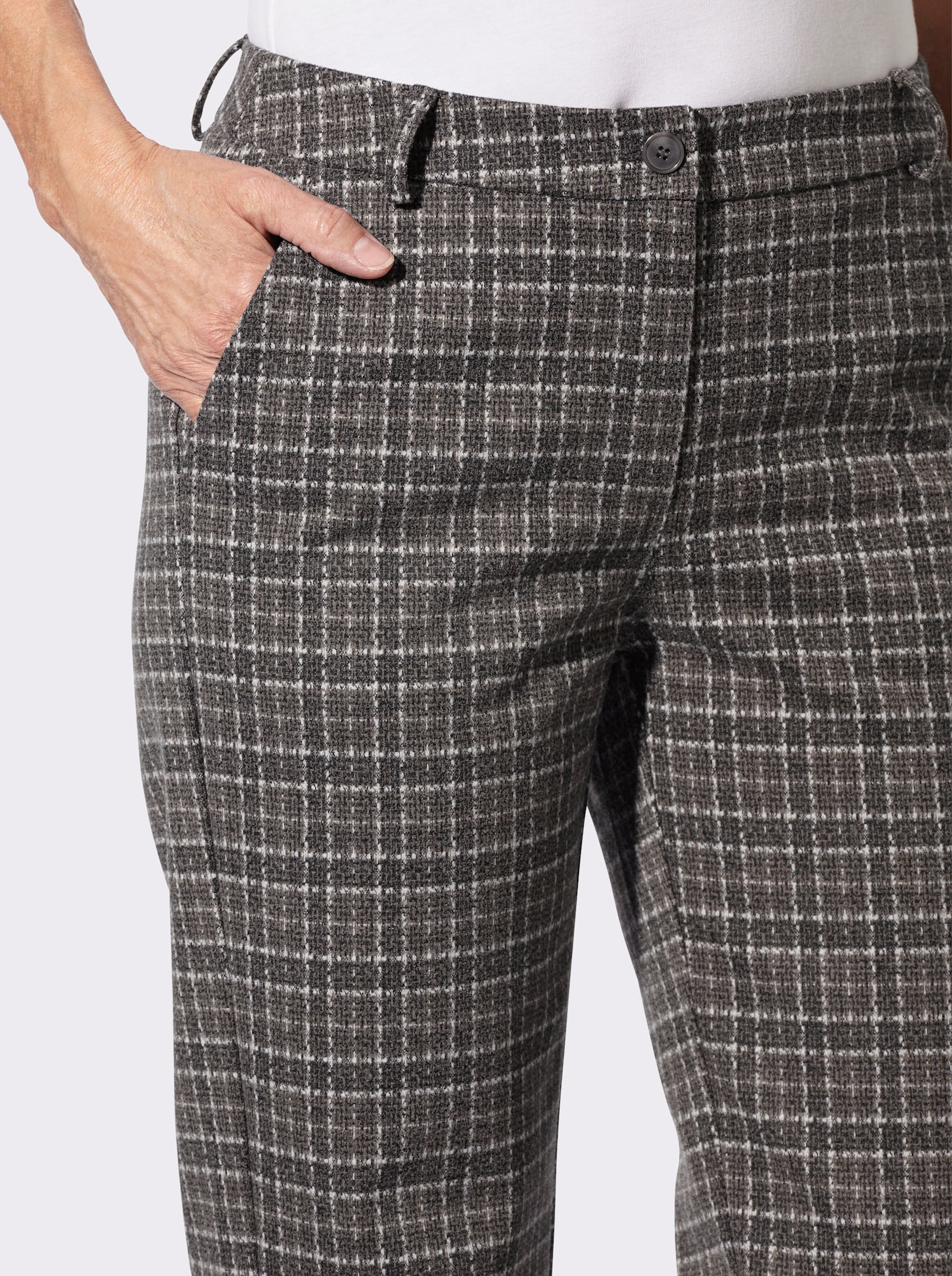 Stoffhose in Jersey-Qualität - schoko-ecru-gemustert