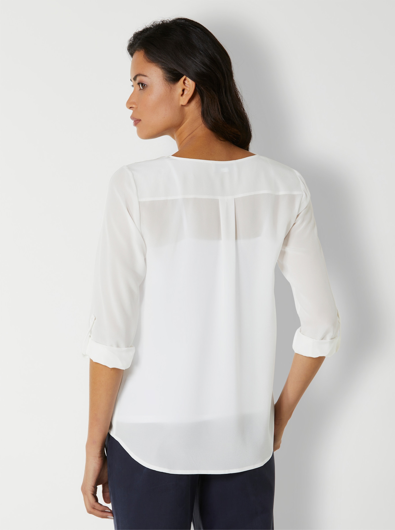 heine Zijden blouse met matte glans - ecru