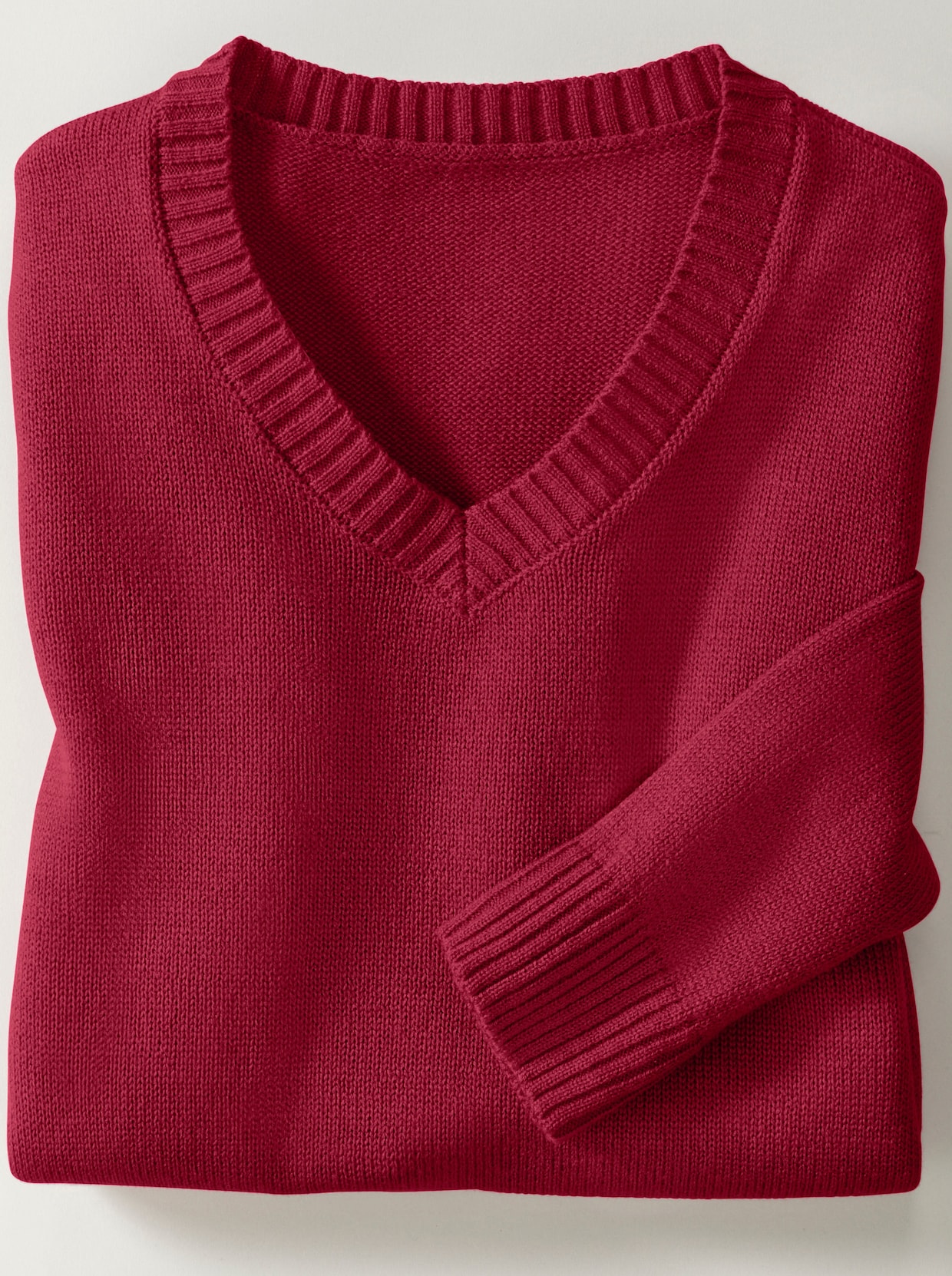 V-Ausschnitt-Pullover - rot