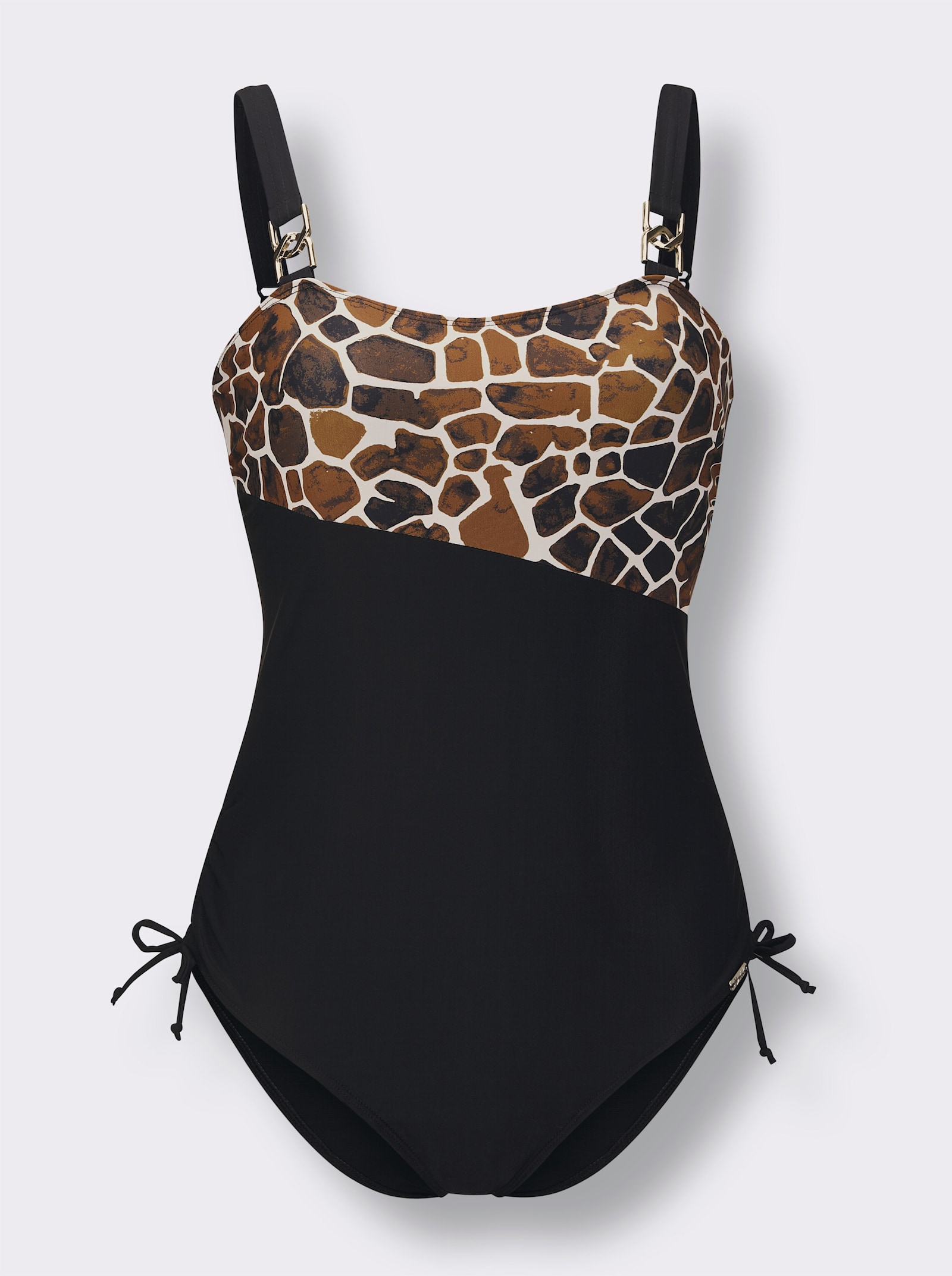 feel good Badeanzug mit Shaping-Effekt - schwarz-schoko-bedruckt