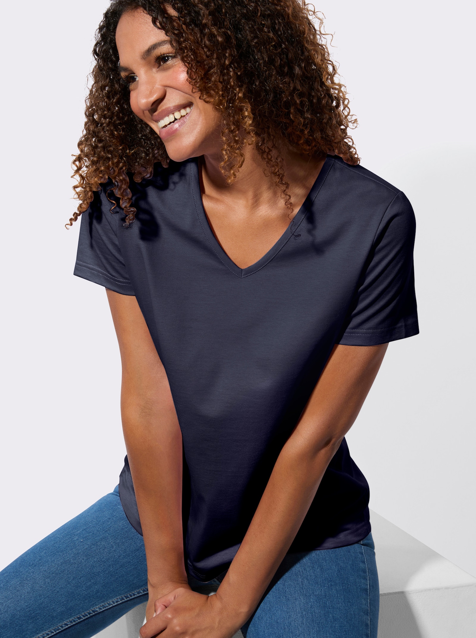 Tričko s krátkým rukávem v balení po 2 ks - námořnická modrá + ecru