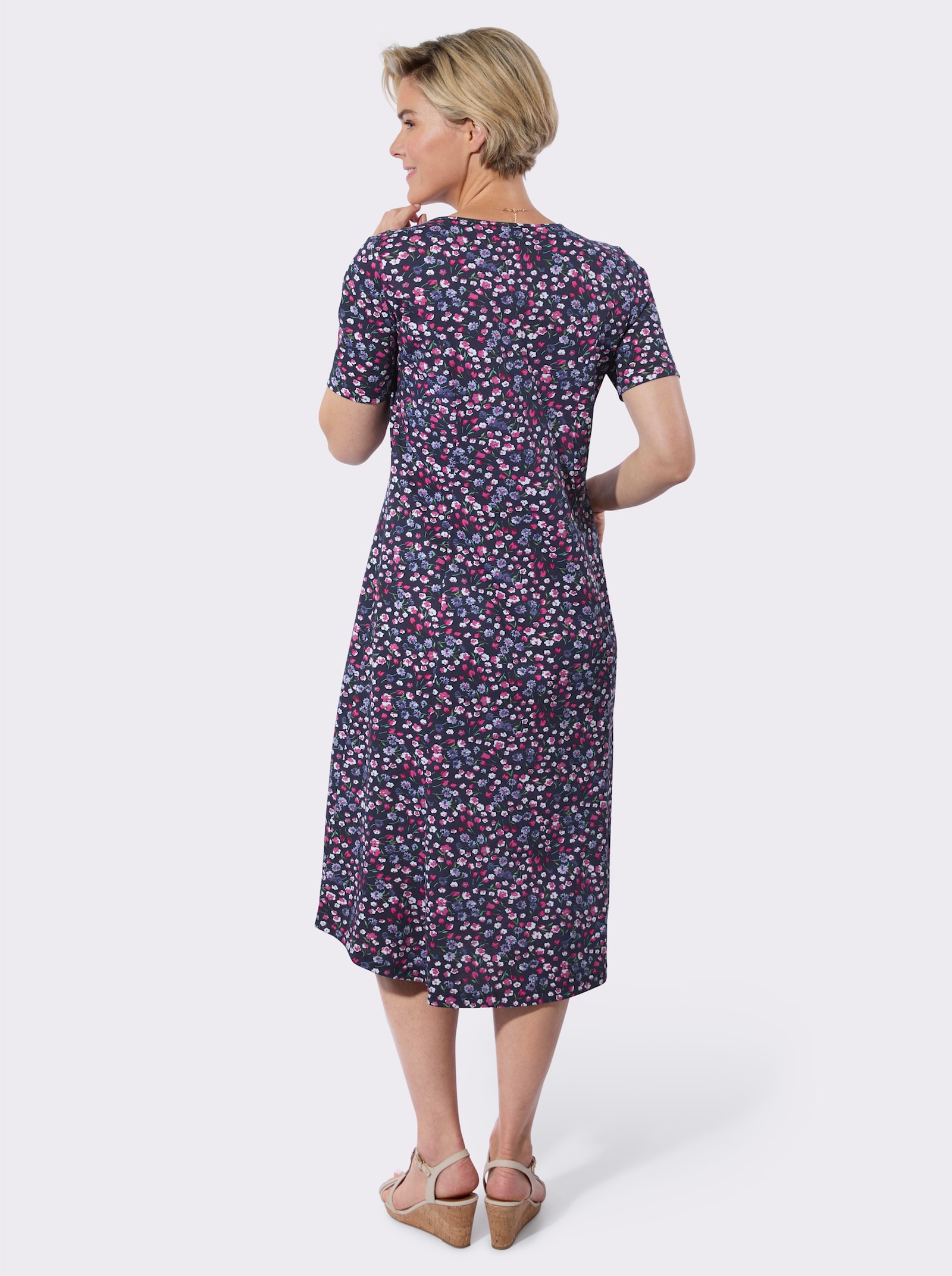 Sommerkleid - marine-fuchsia-bedruckt