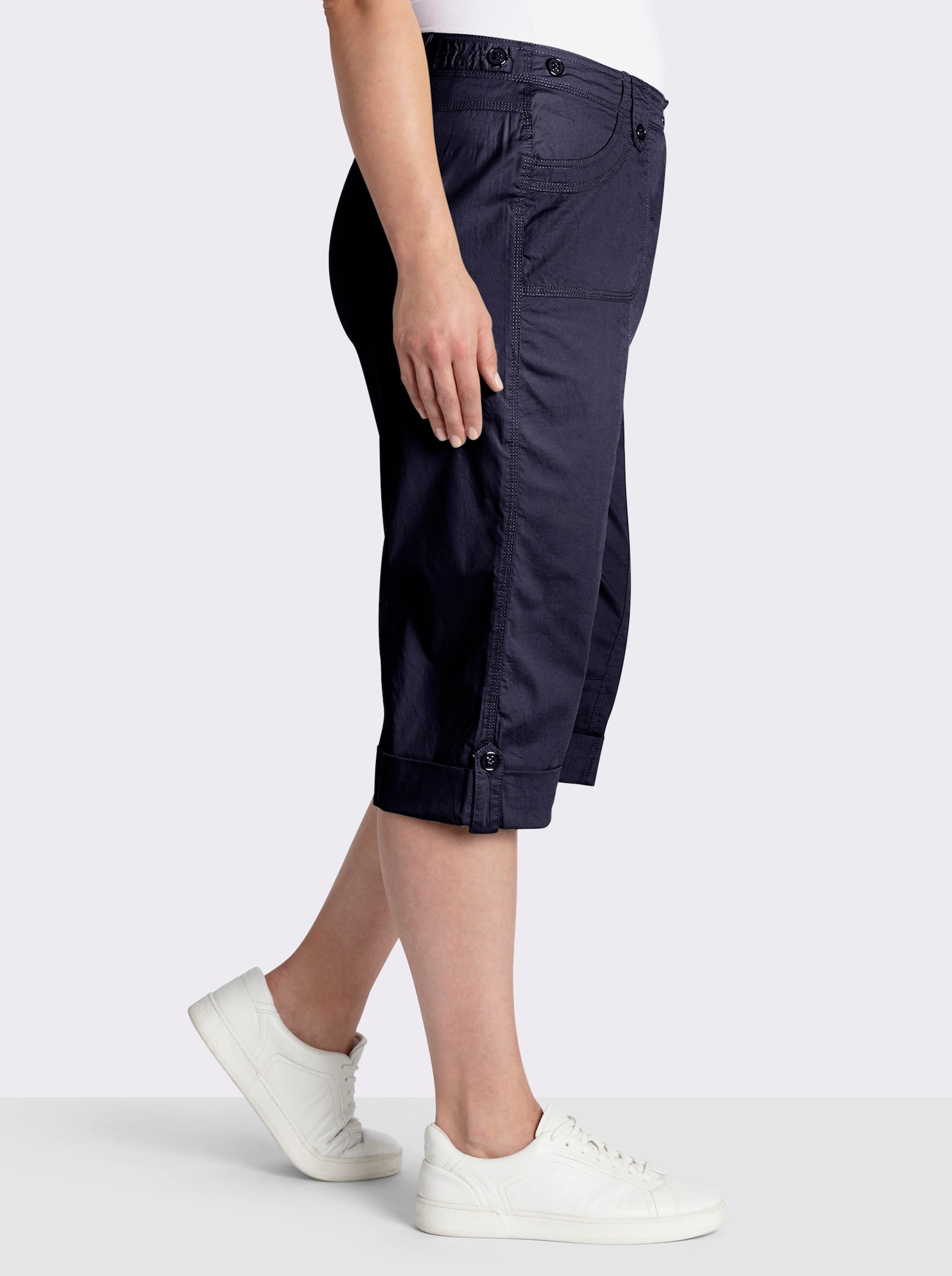 Caprihose mit verstellbarem Bund - marine