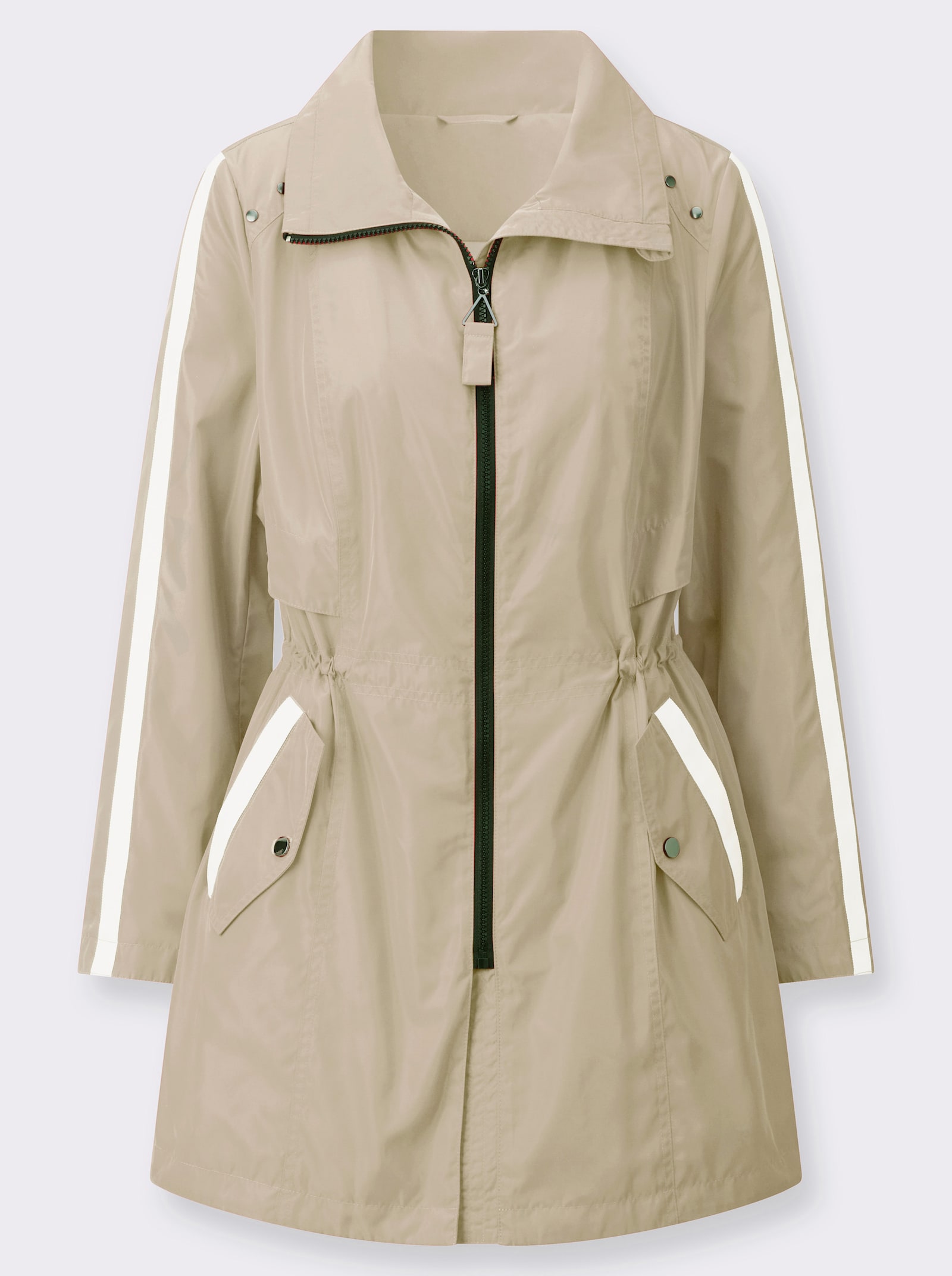 Parka van matglanzend materiaal - zand