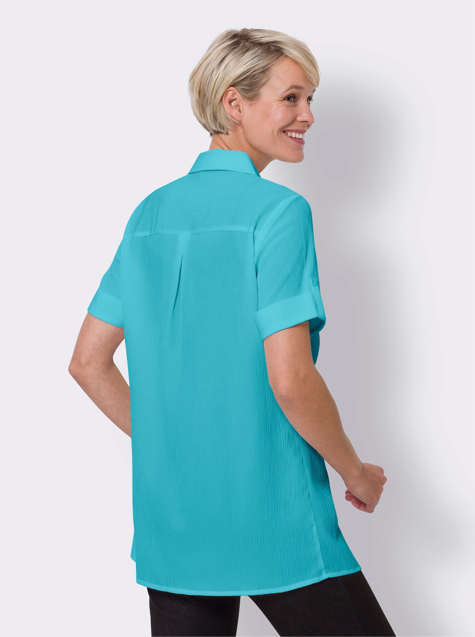Longbluse in Crêpe-Qualität - türkis