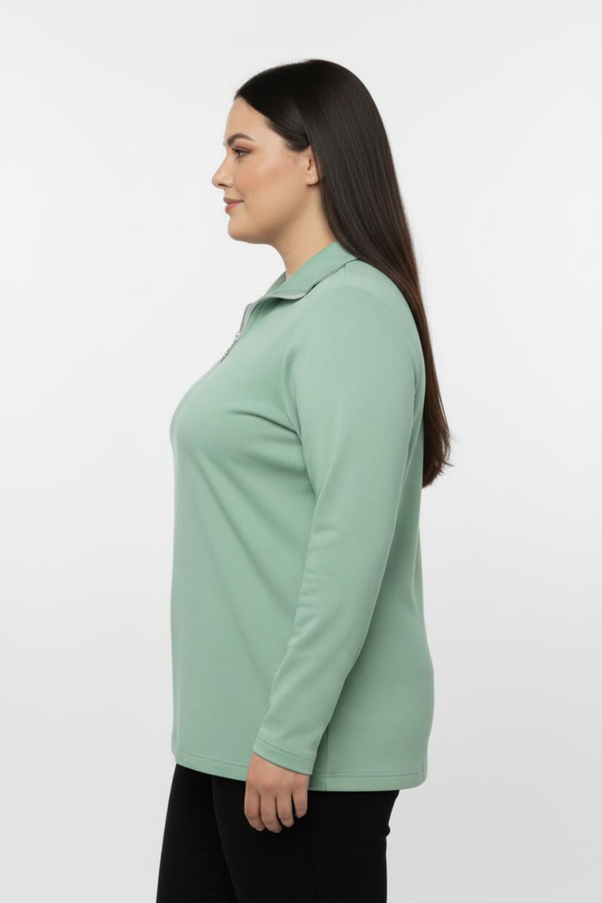 Langarmshirt mit Schneeflocken-Anhänger - hellgrün