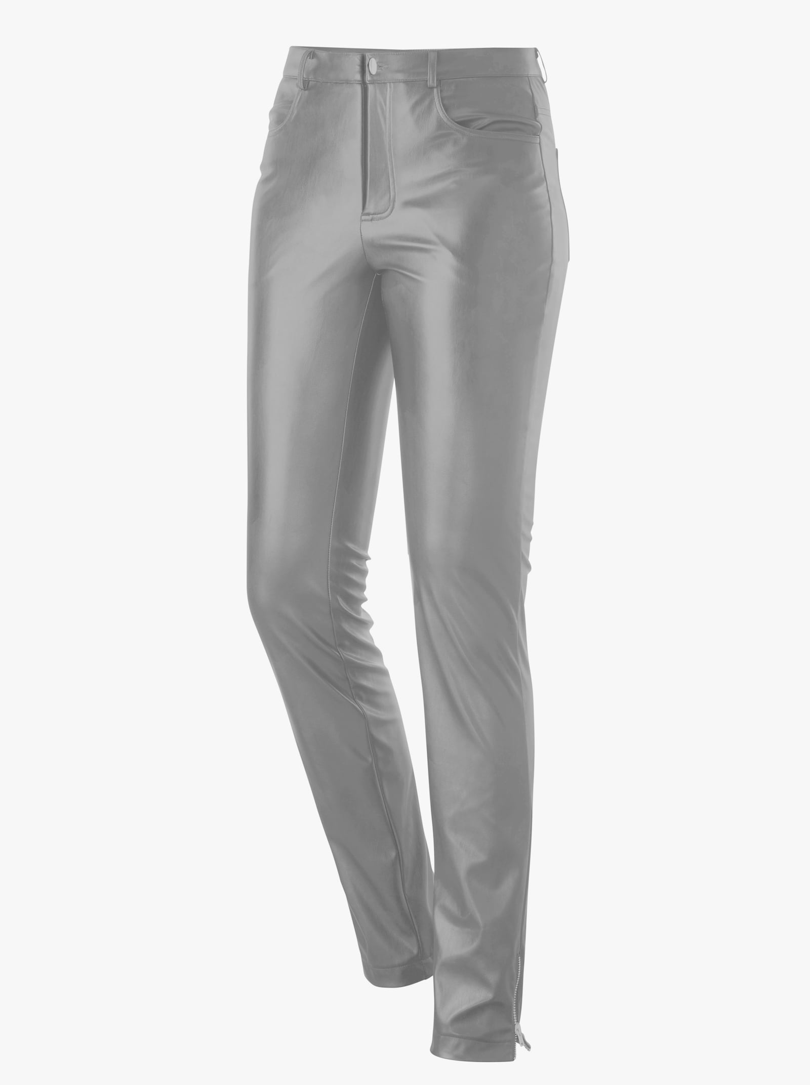 Pantalon en synthétique légèrement brillant - gris