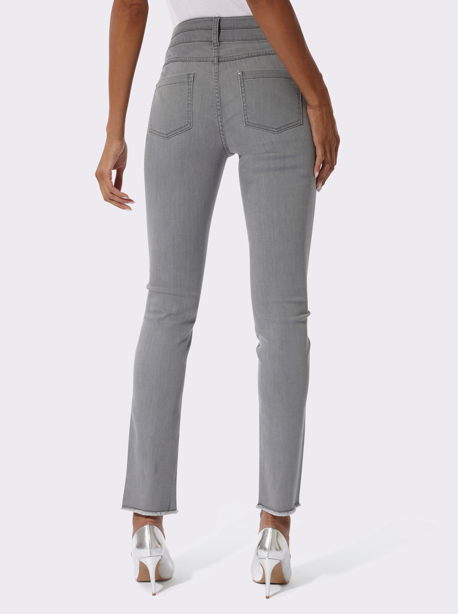 5-Pocket-Jeans mit Glitzersteinchen - light grey-denim