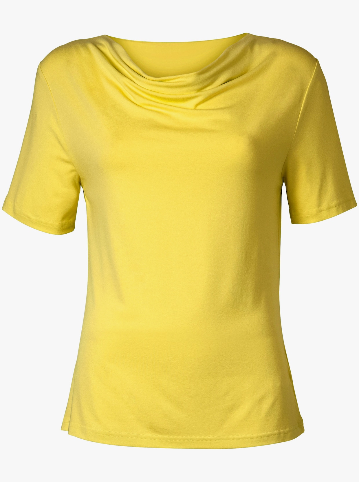 Shirt met cascadehals - citroengeel