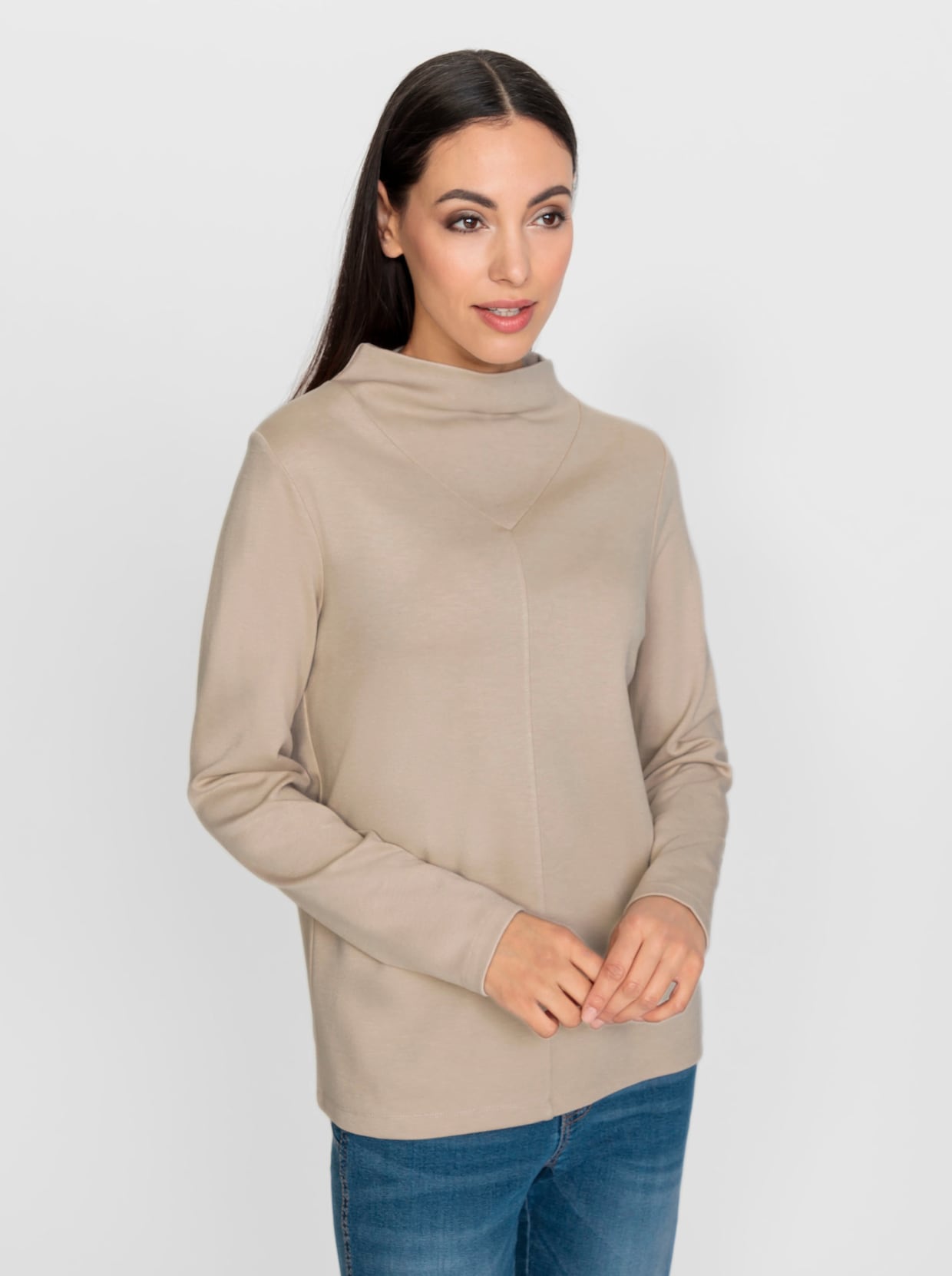 heine Stehkragenshirt - sand