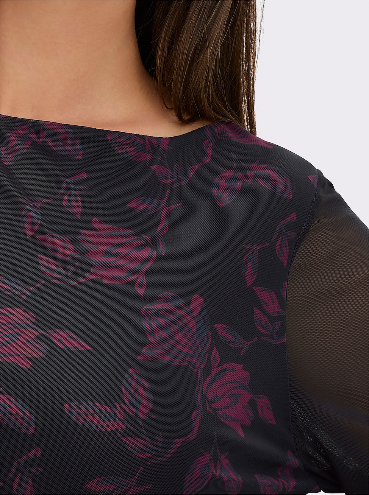 sheego Langarmshirt - schwarz-bedruckt
