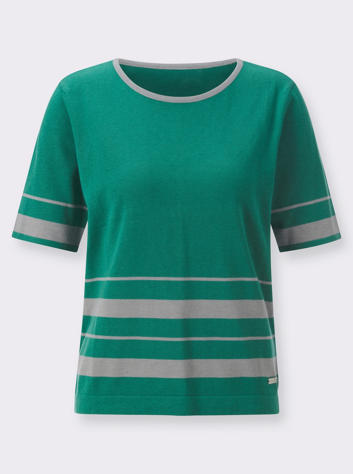 Pullover met korte mouwen - smaragdgroen/steengrijs gedessineerd