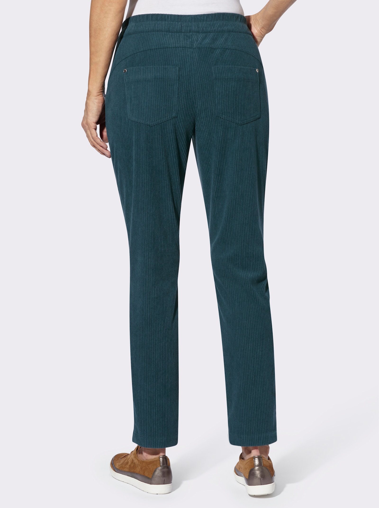 Pantalon en velours côtelé avec ceinture élastique - bleu pétrole