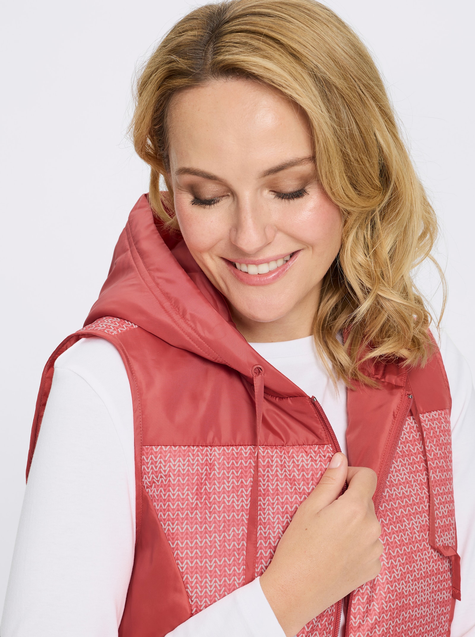 Weste - grapefruit-ecru-bedruckt