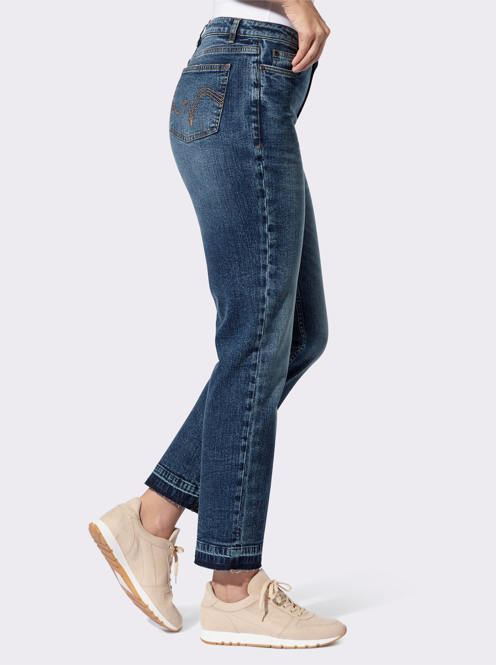 heine Jeans mit offenem Saum - blue-stone-washed