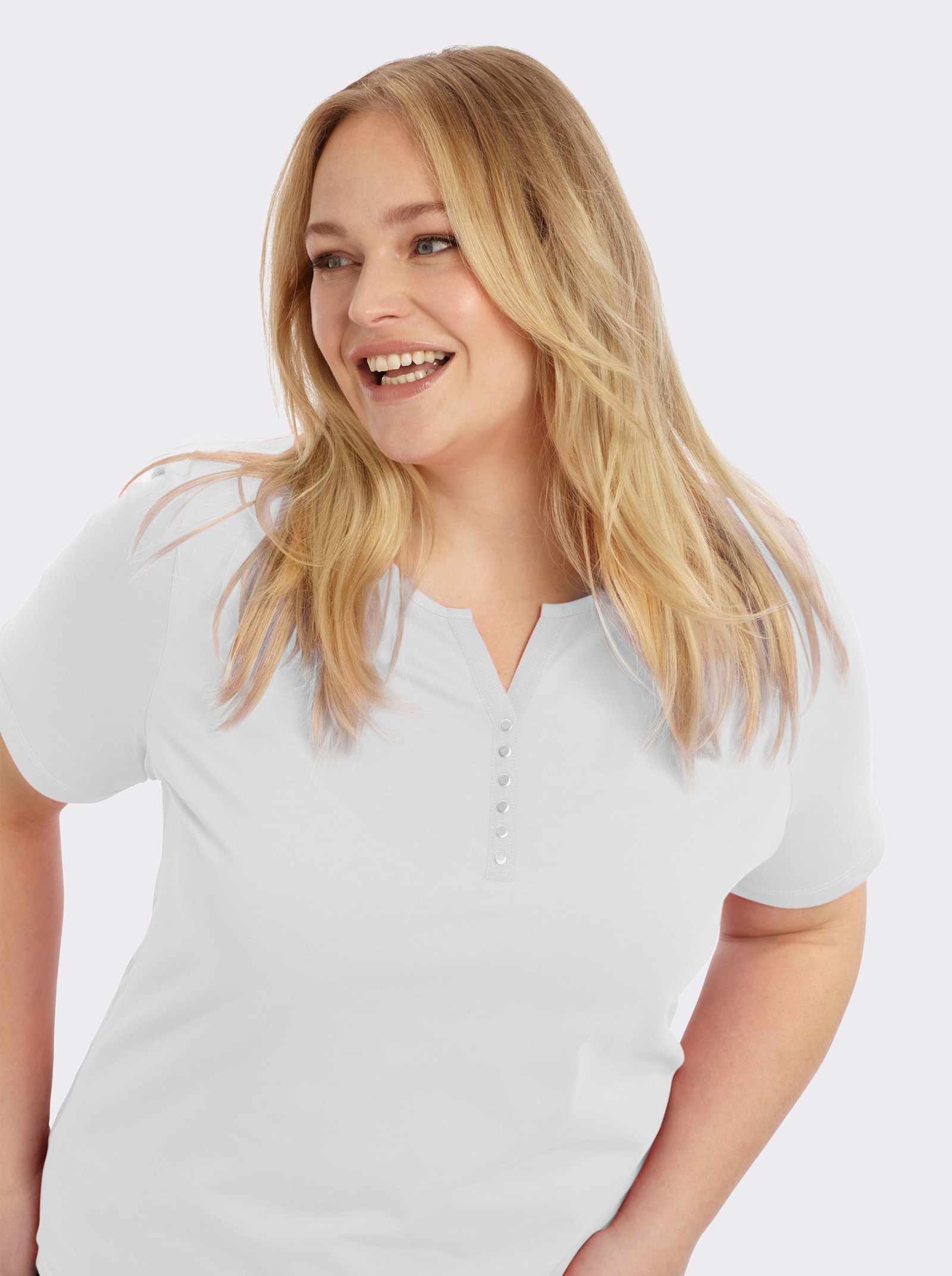 Kurzarmshirt aus reiner Baumwolle - weiß