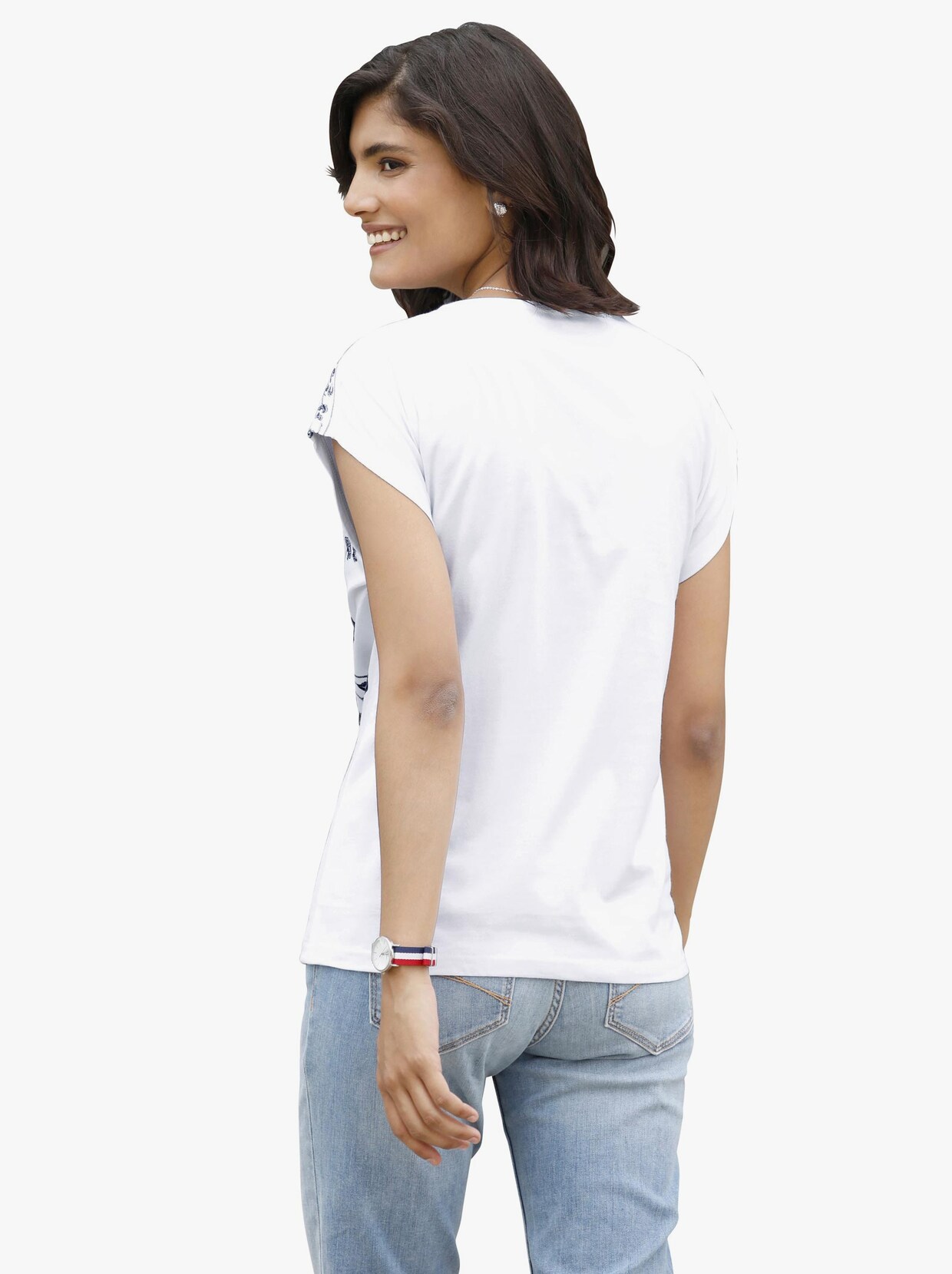 Shirt met korte mouwen - wit/nachtblauw bedrukt