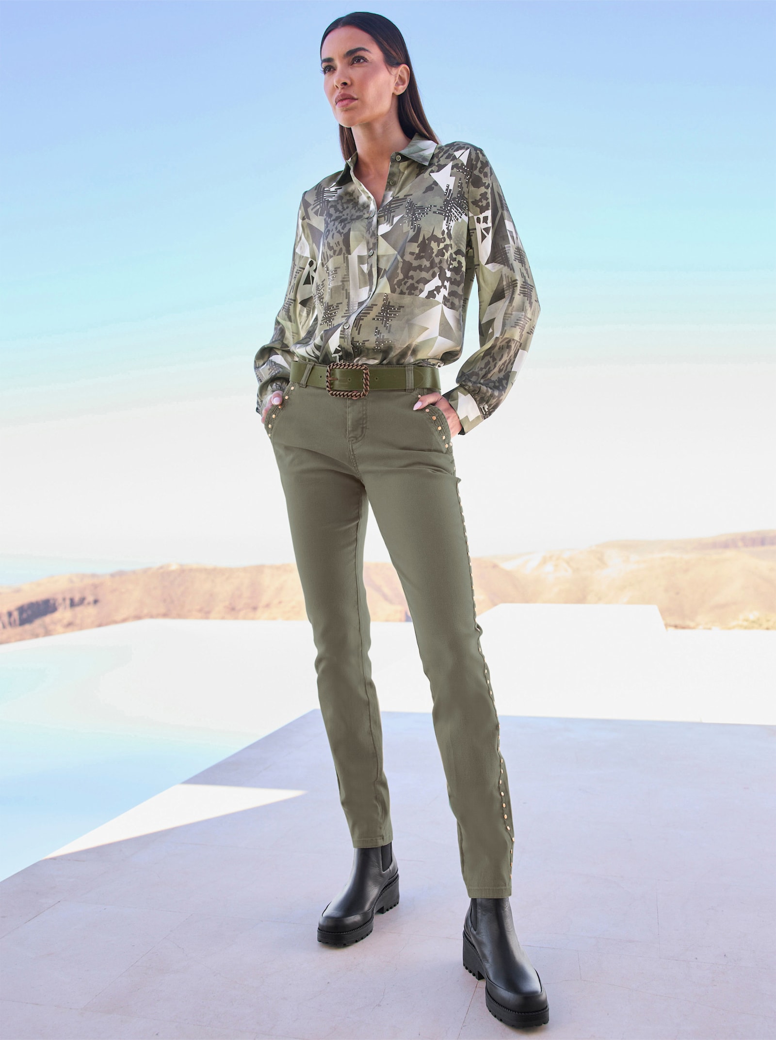 heine Hose mit Nieten - khaki