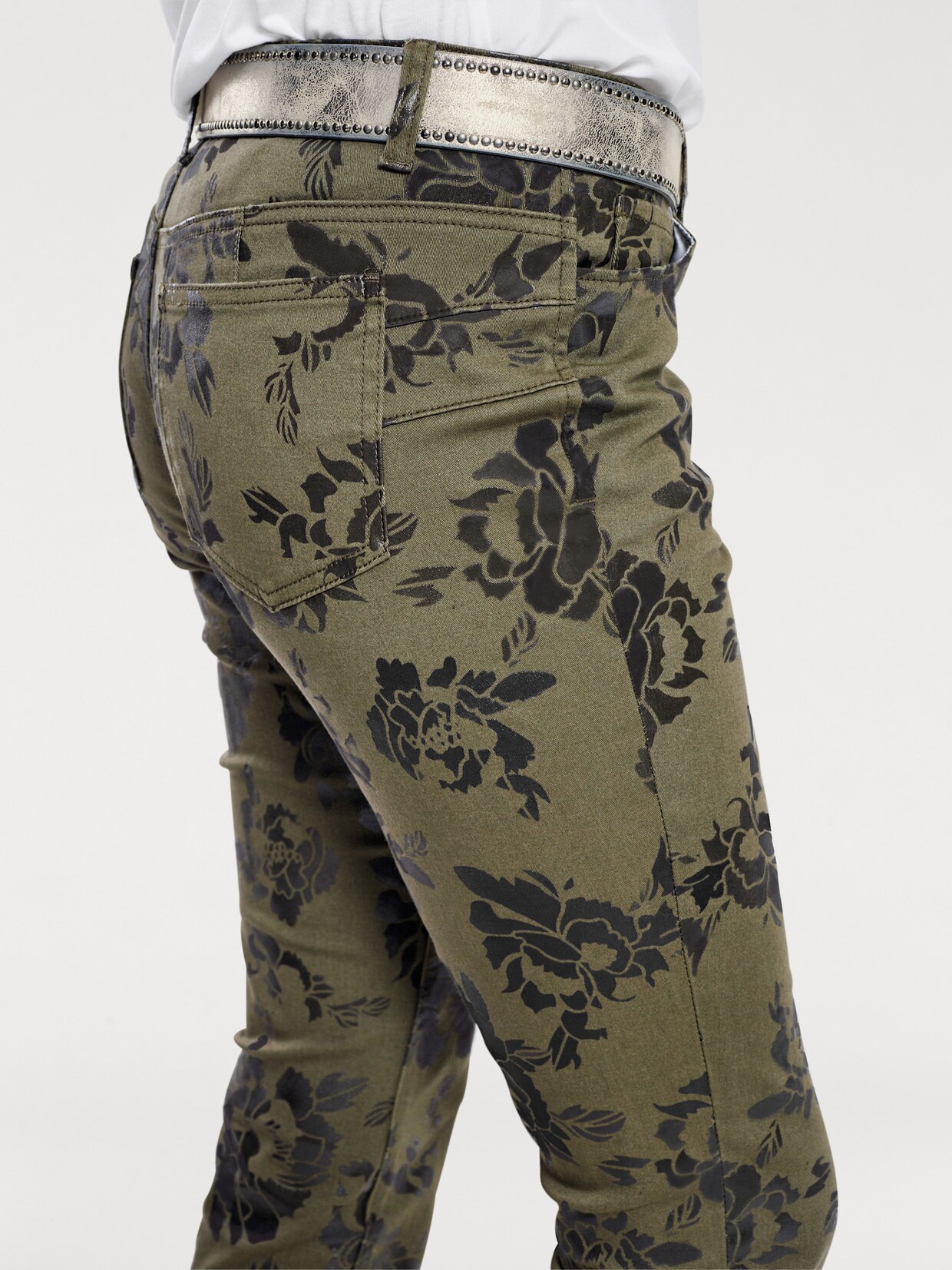 heine Broek met print - olijf