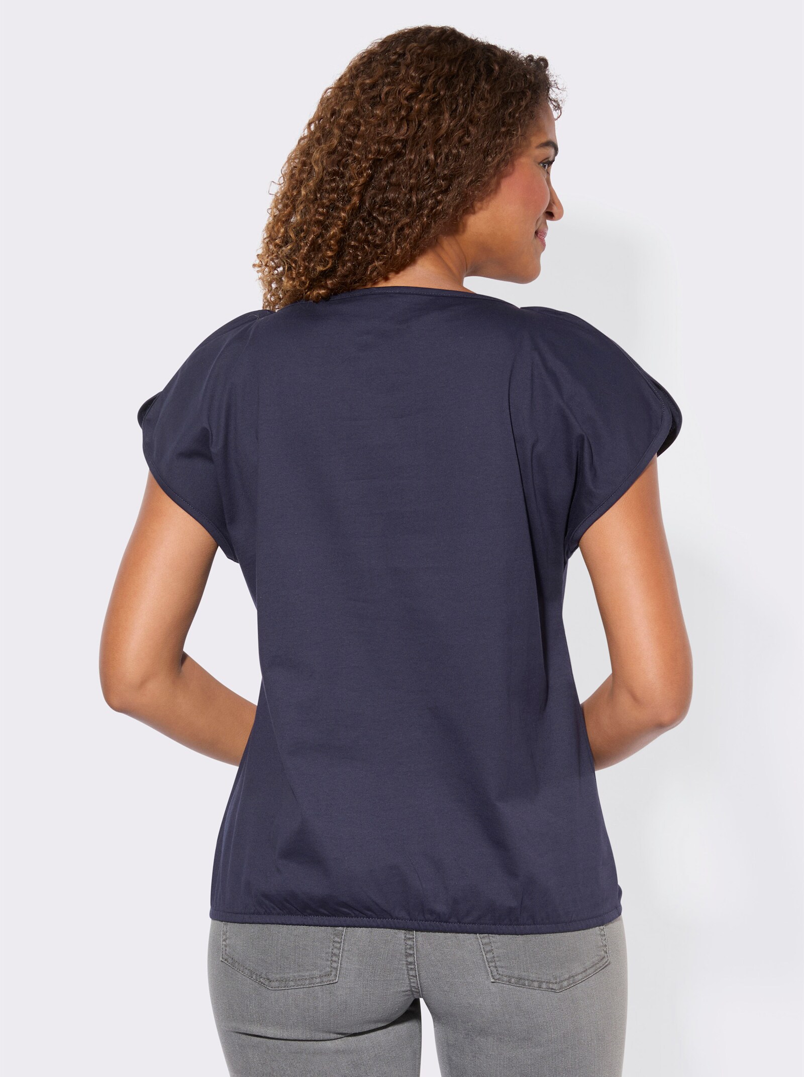 Shirt mit Schriftzug - marine-ecru-bedruckt