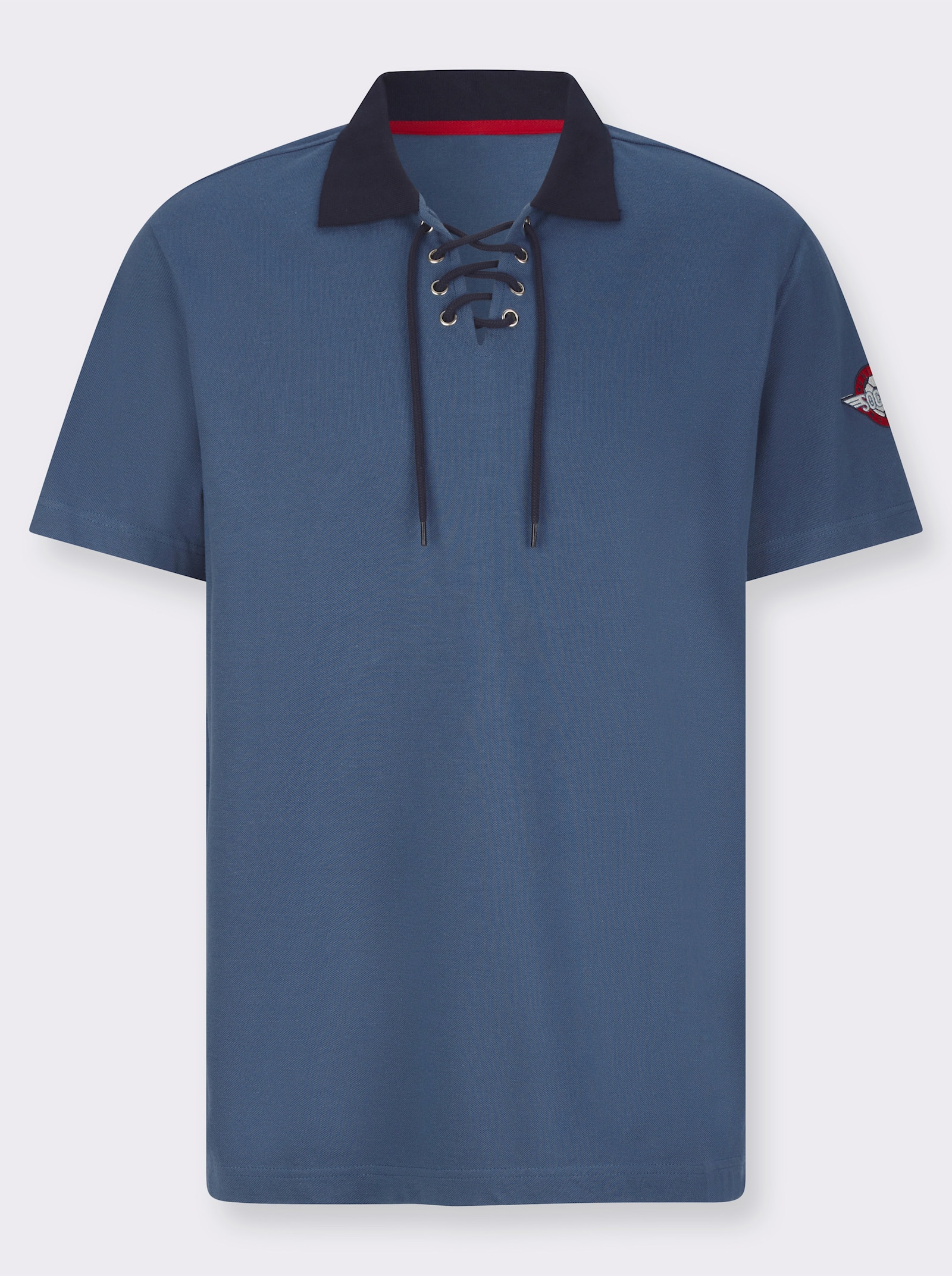 Polokošeľa, šnurovanie na výstrihu - džínsová modrá