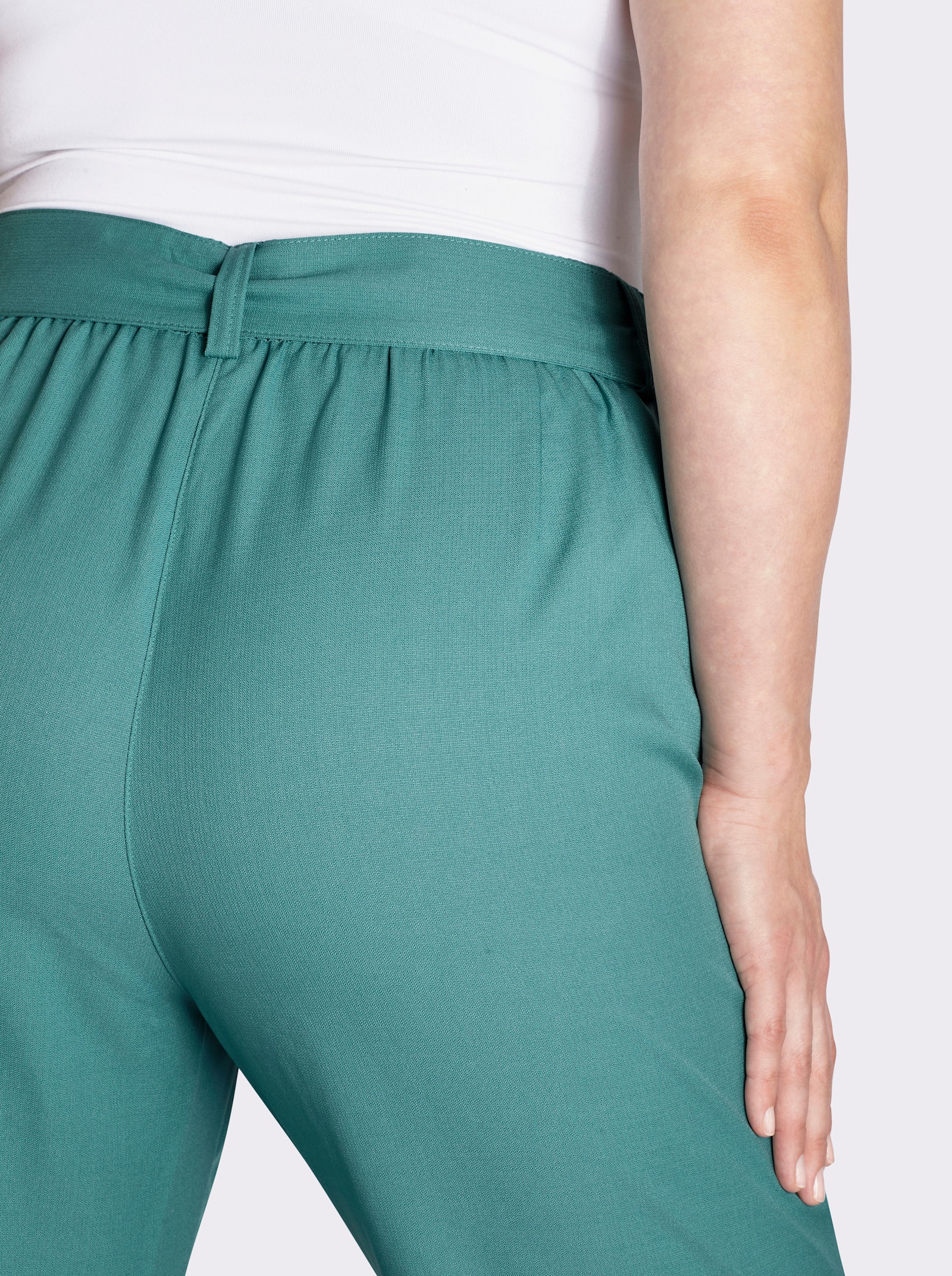 Palazzohose mit Bindegürtel - türkis