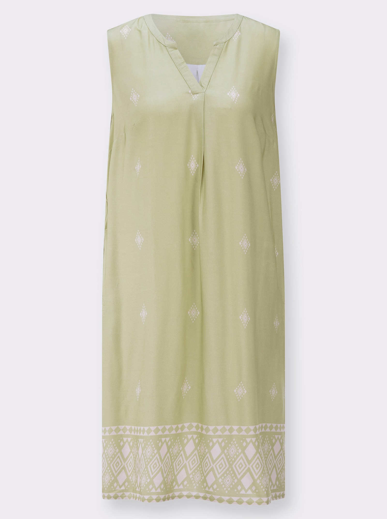 Druckkleid aus reiner Viskose - lindgrün-elfenbein-bedruckt