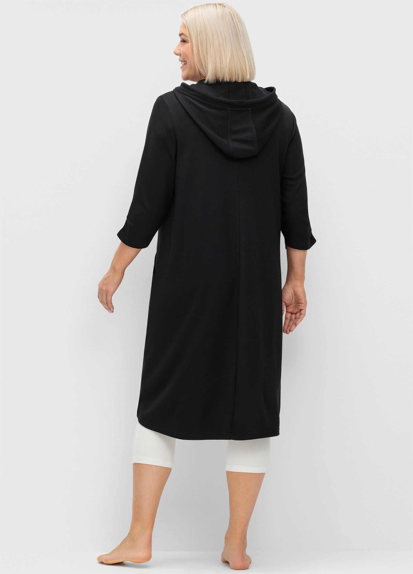 sheego Shirtkleid mit Kapuze - schwarz