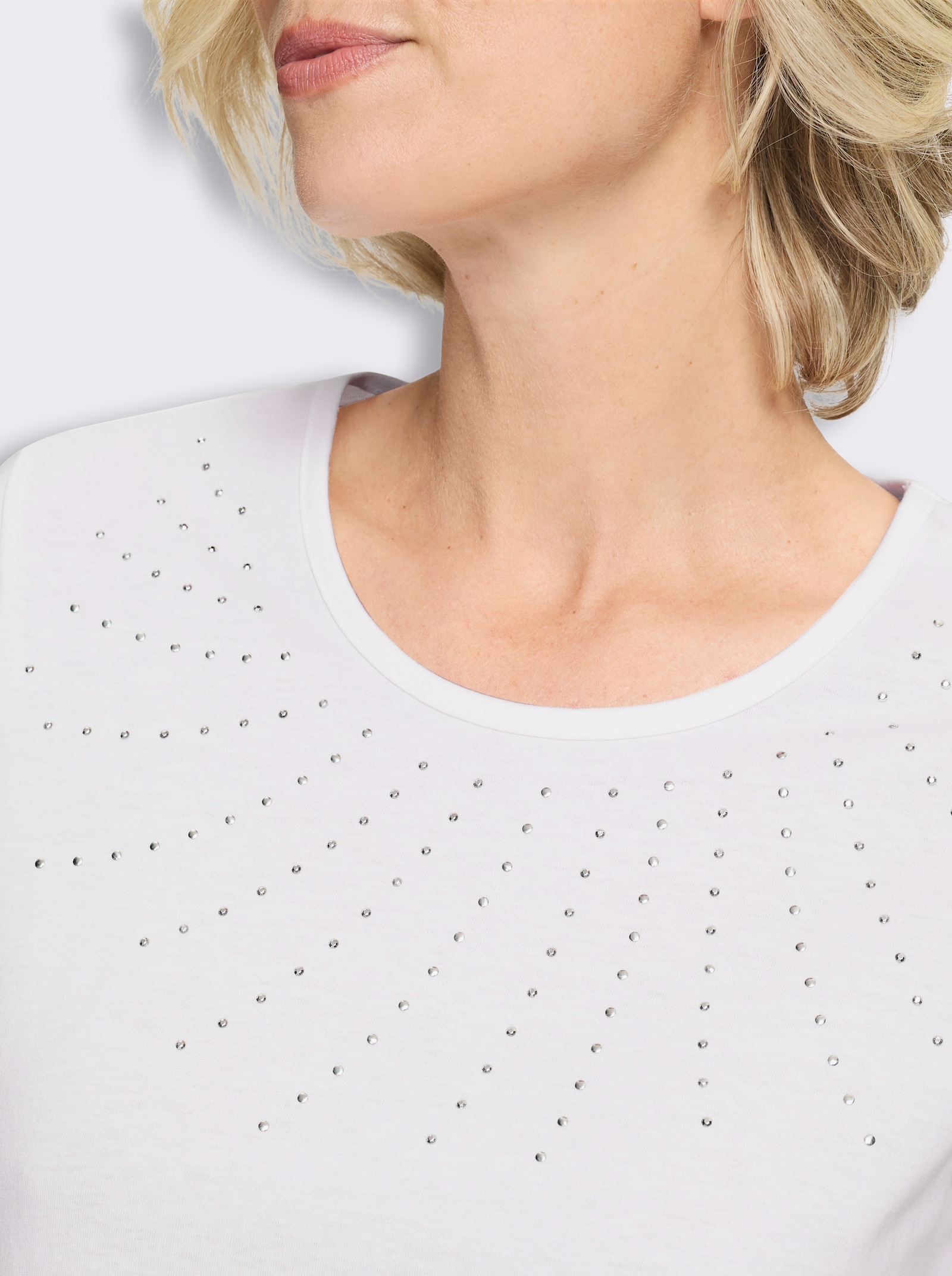 Shirt met korte mouwen en steentjesversiering - wit