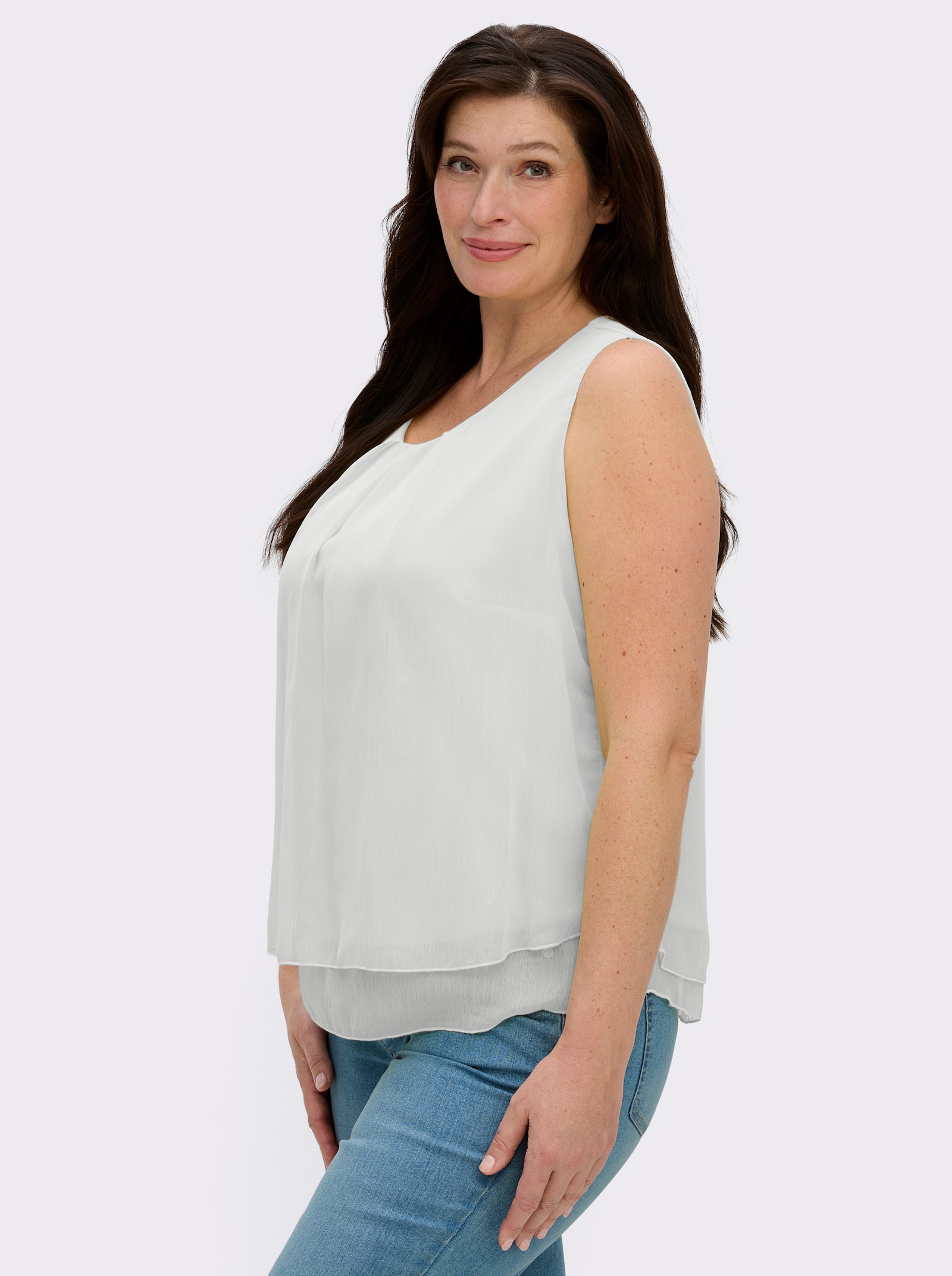 Blusentop in Crêpe-Qualität - wollweiß