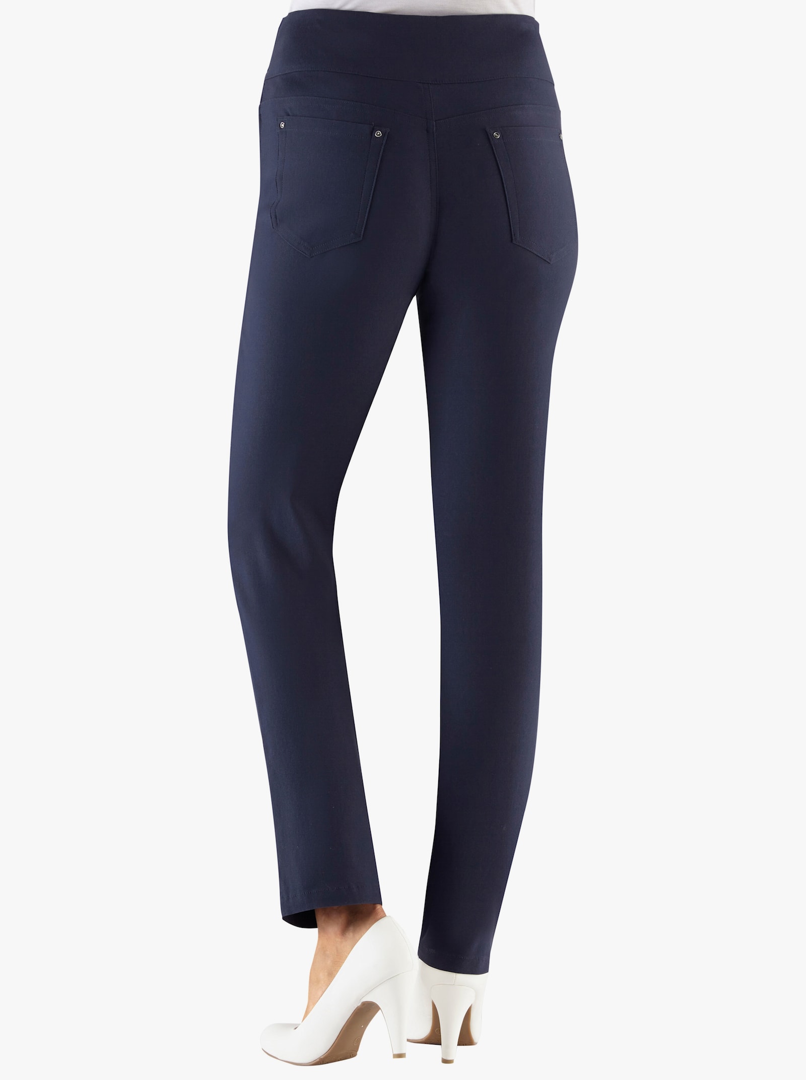 5-Pocket-Hose mit hohem Bund - marine