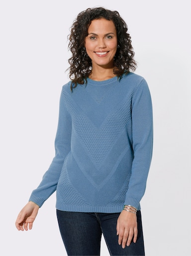 Langarm-Pullover mit Metallplättchen-Applikationen - mittelblau