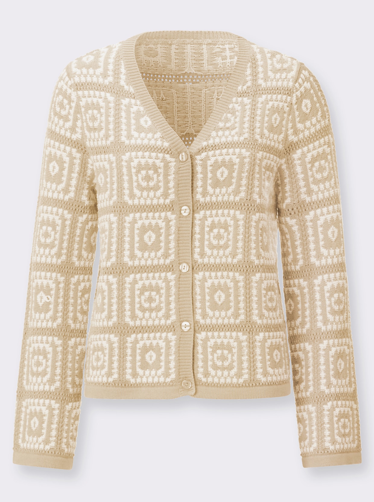 Strickjacke - sand-weiß