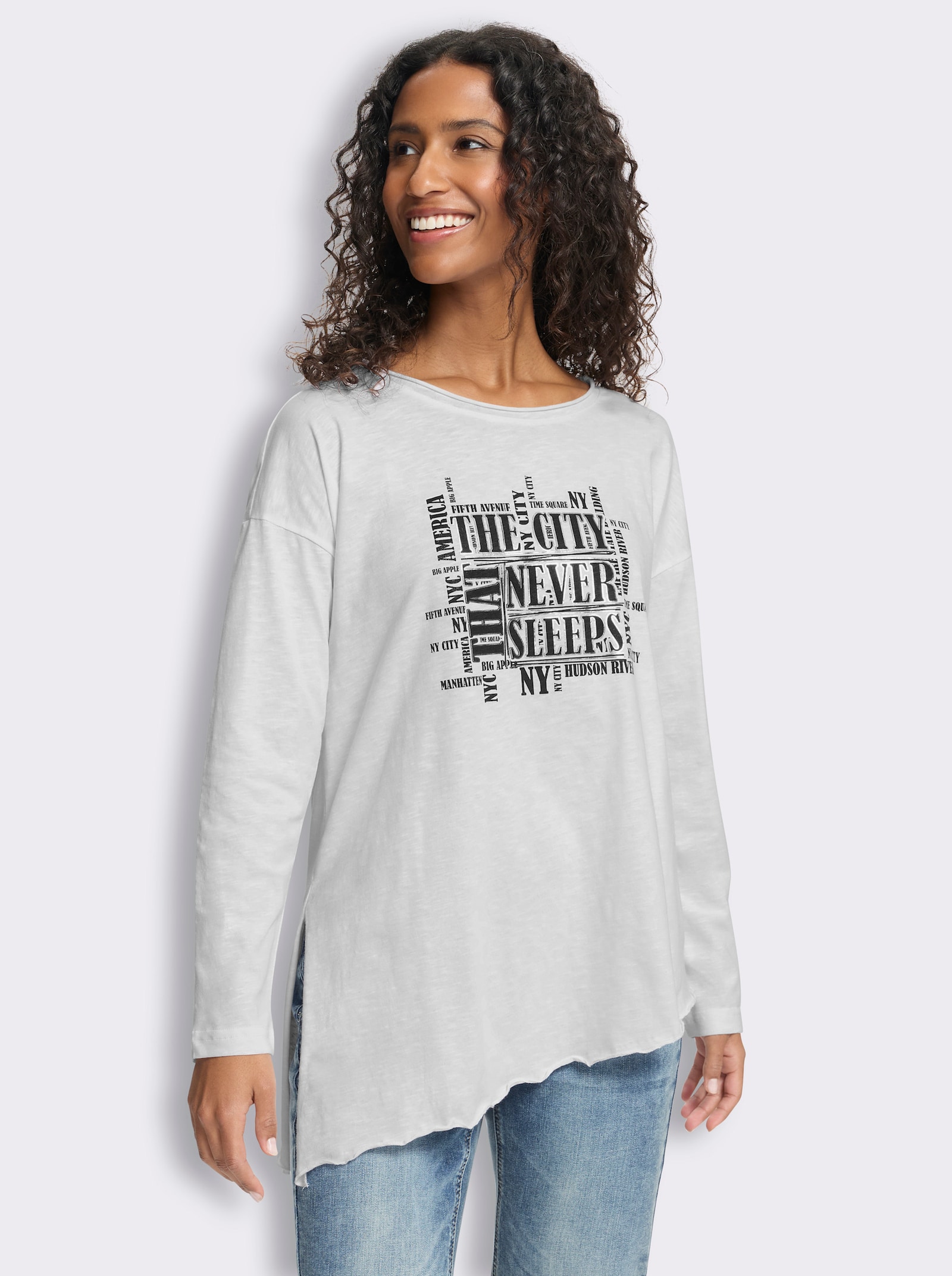 heine Langarmshirt zum Knoten - weiß