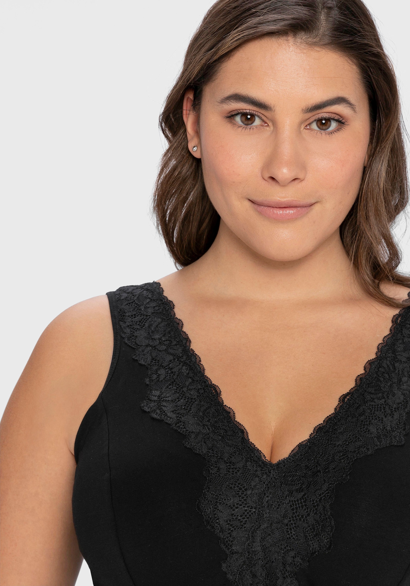 sheego Bügelloser BH in Bustier-Form, mit Spitzenborte - schwarz