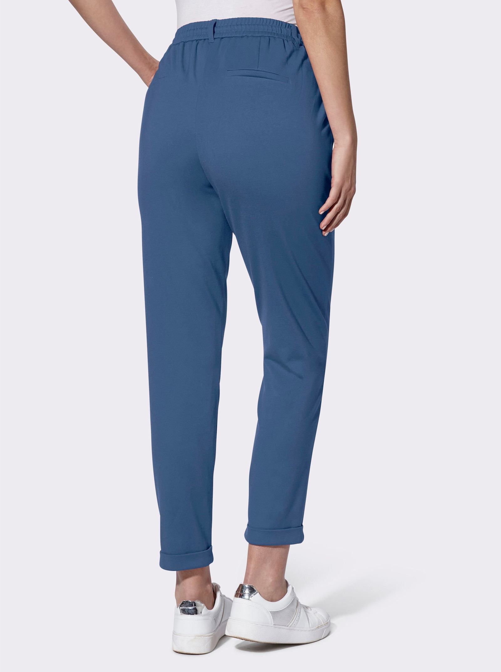 Jogpants van interlock - jeansblauw