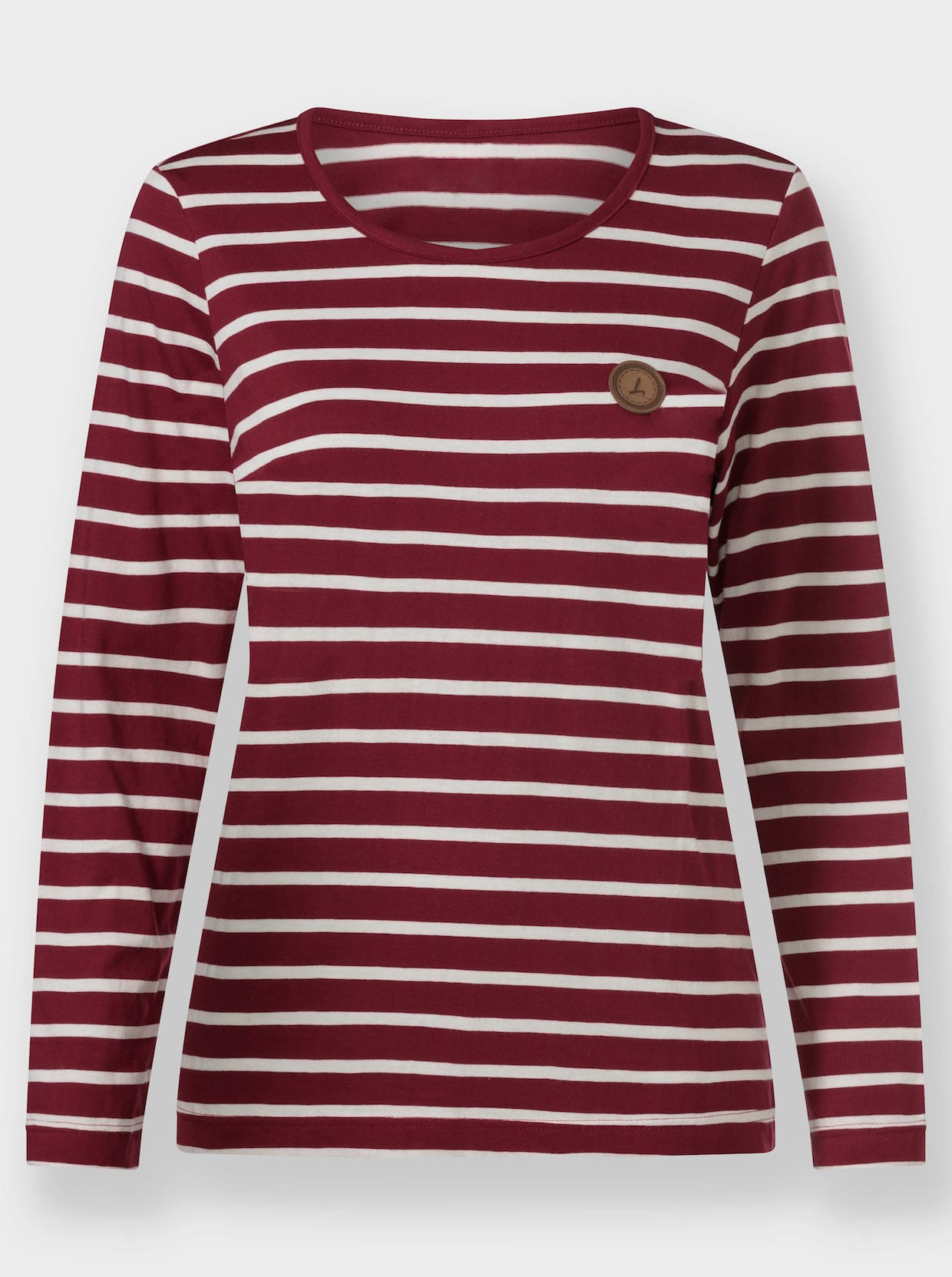 Streepjesshirt - donkerrood/ecru gestreept