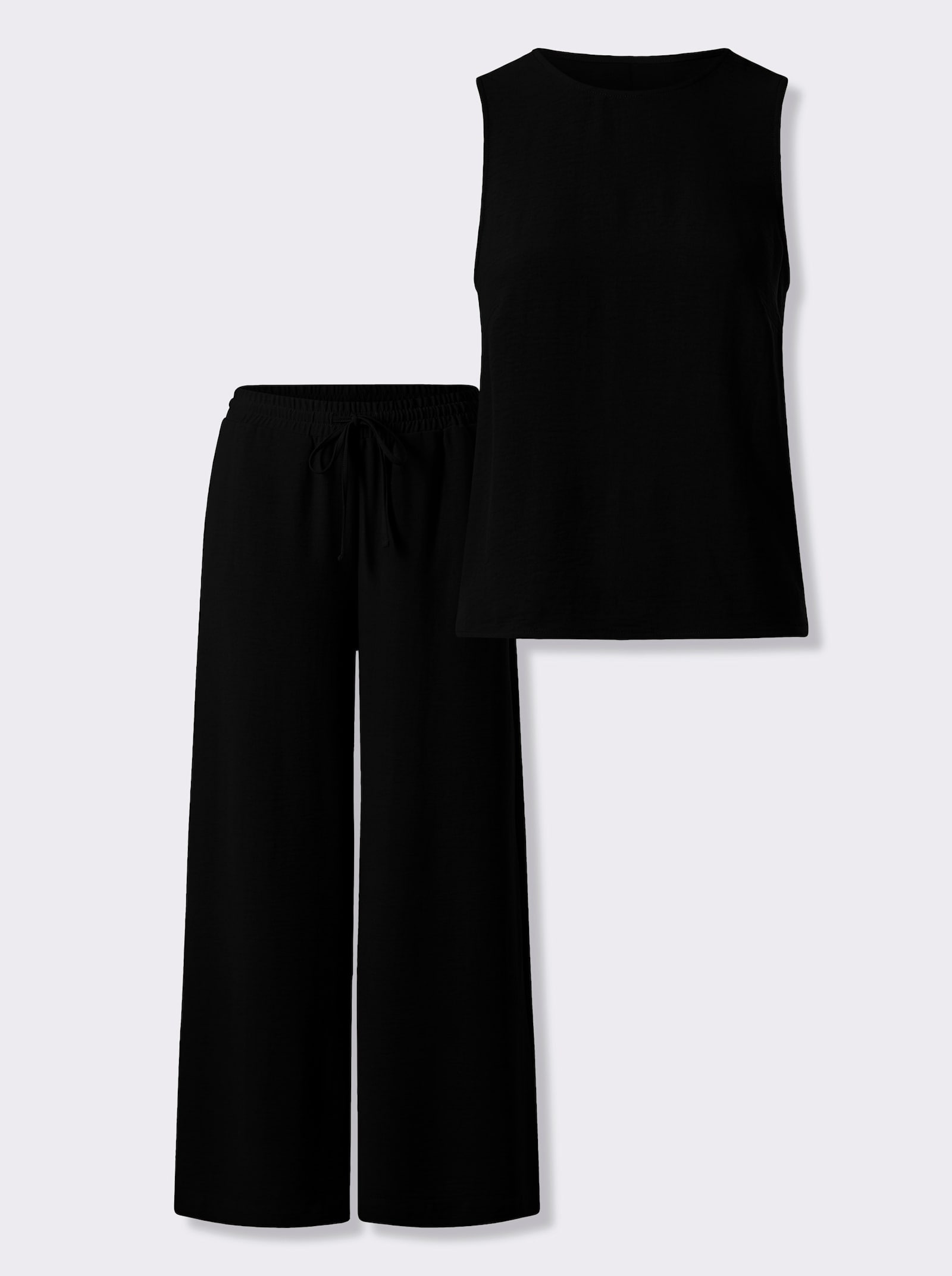 heine Blousetop en broek in uitlopend model - zwart