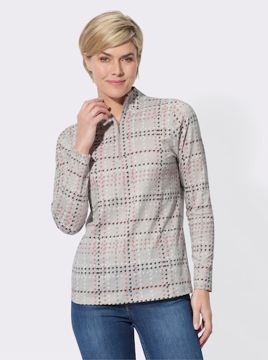 Langarmshirt - hellgrau-rosenholz-bedruckt