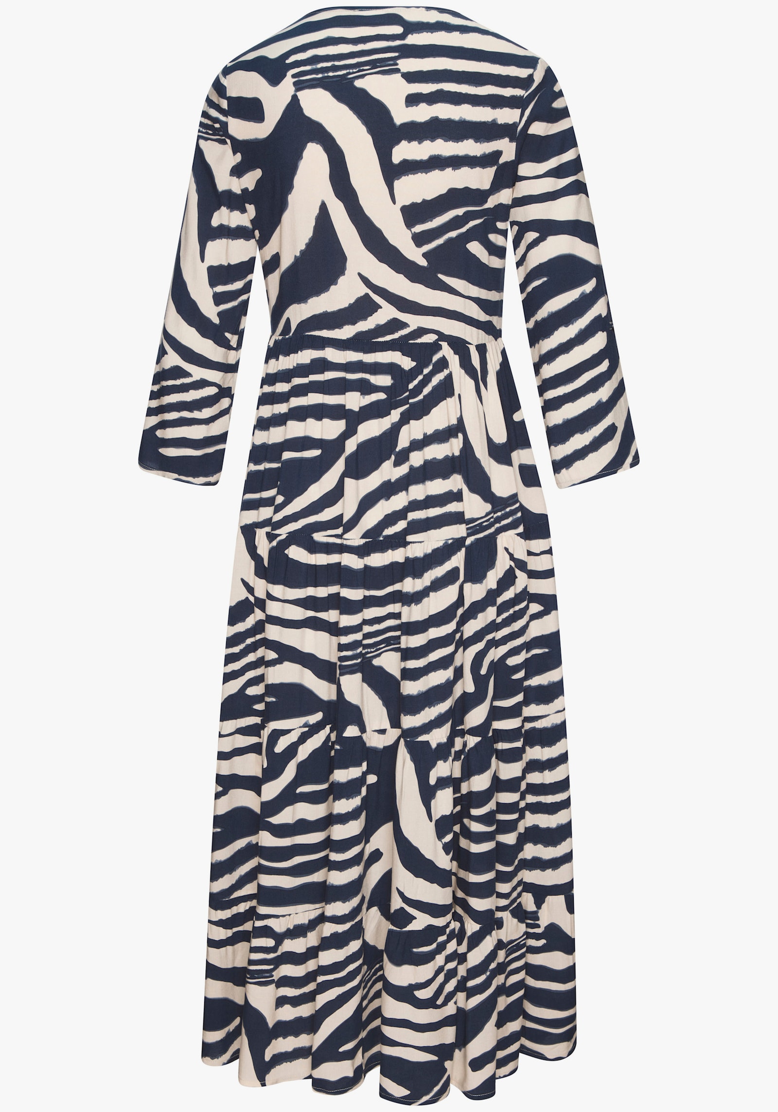 LASCANA Maxikleid - creme-graublau bedruckt